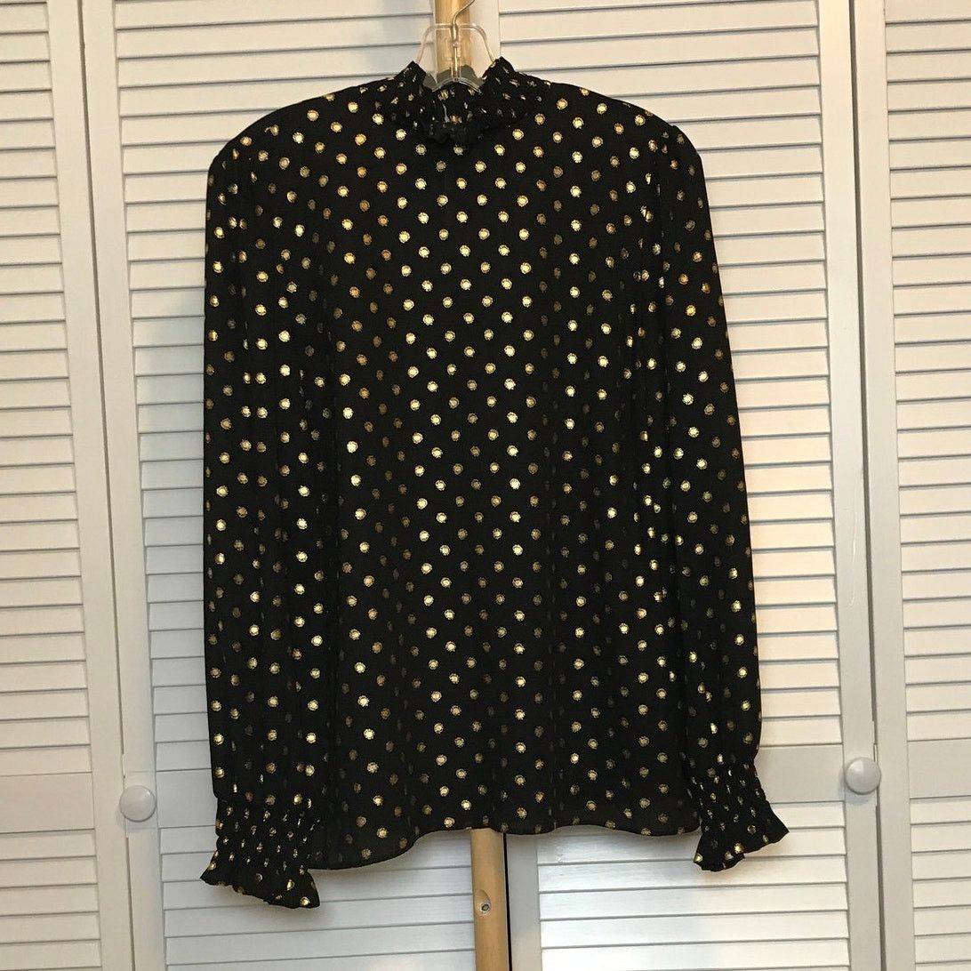 Worthington Worthington Polka Dots High Neck Long Sleeves Blouse L Size L / US 10 / IT 46 - 1 Thumbnail