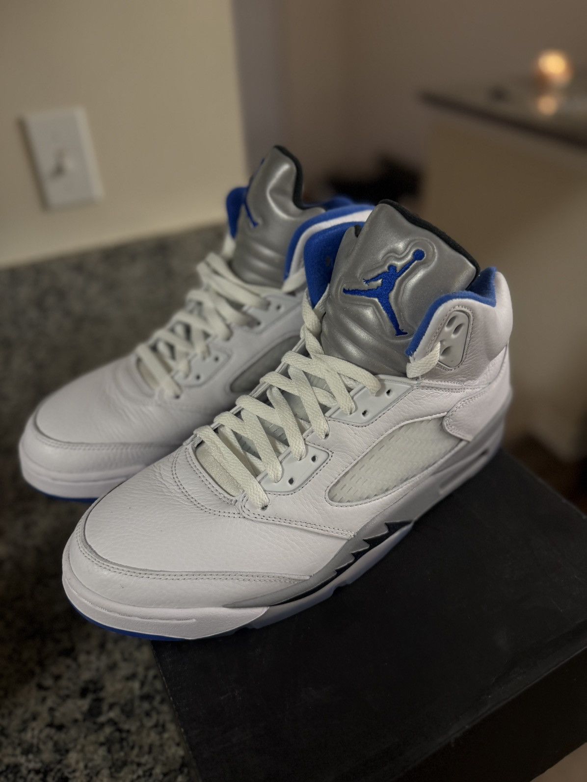Jordan Brand × Nike Jordan 5 Stealth Size 12 W BOX (DD0587-140) Size US 12 / EU 45 - 4 Thumbnail