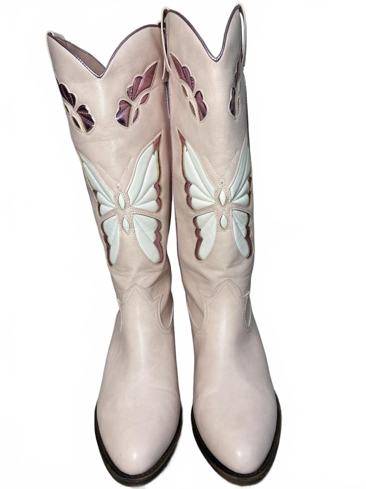 Unknown London Pink Butterfly Cowboy Boots Y2K Festival. Size 10. Size US 7.5 / IT 37.5 - 4 Thumbnail