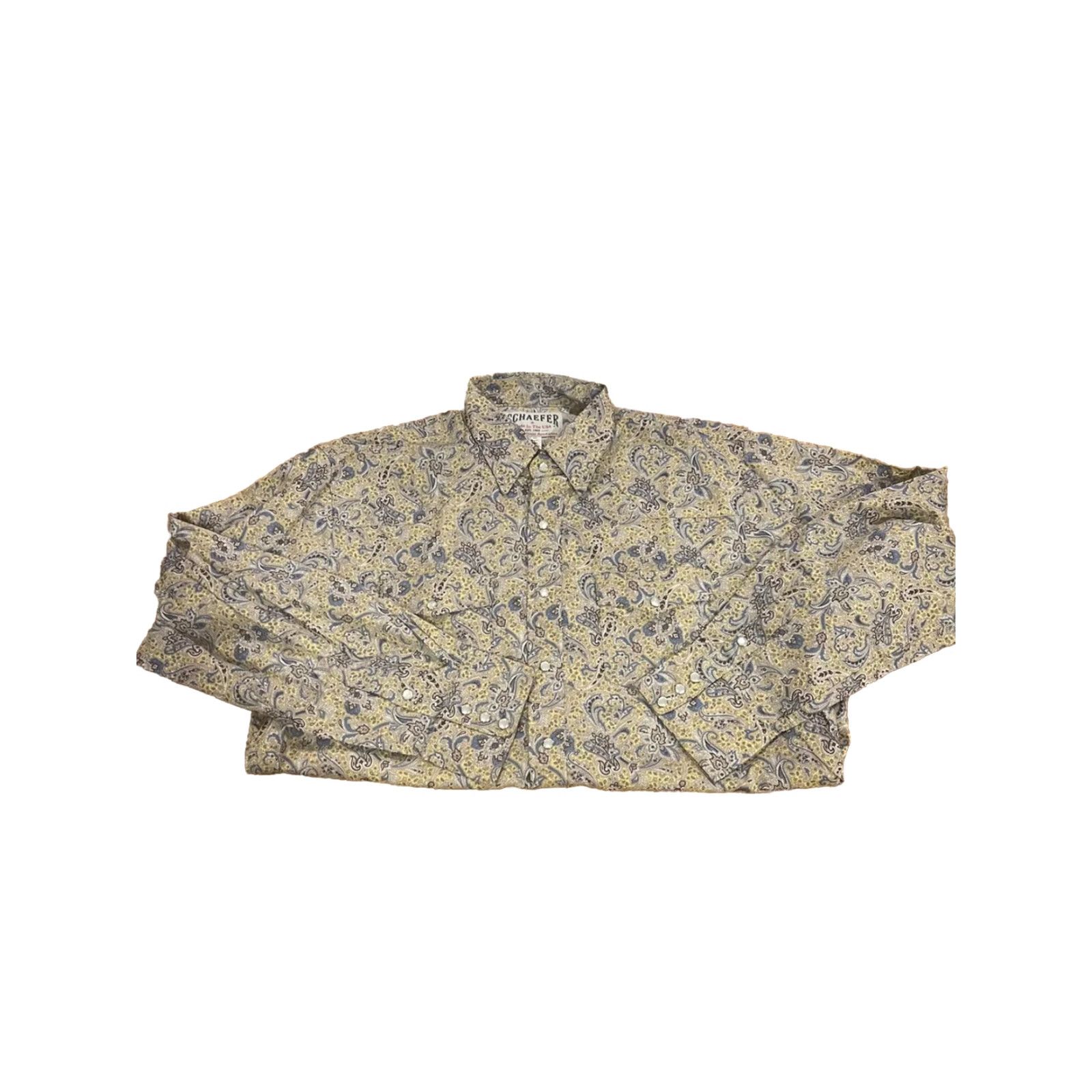X-LARGE Vintage Schaefer Western Pearl Snap Shirt XL Bandana Print USA HTF! User: Vintage Schaefer Western Pearl Snap Shirt XL Bandana Print USA HTF! Size US XL / EU 56 / 4 - 5 Thumbnail