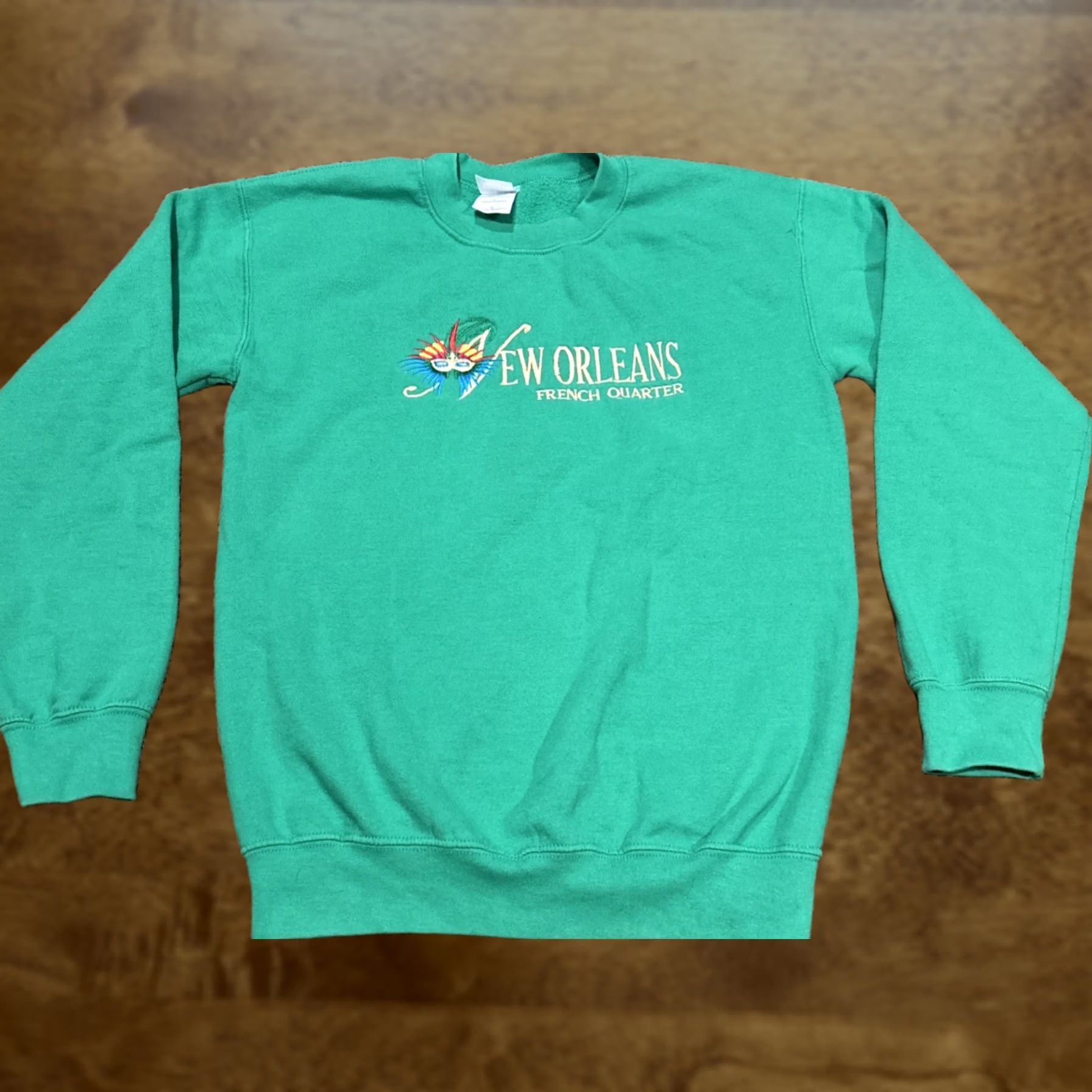 Vintage New Orleans French Quarter Pullover Sweater S Green Mardi Gras A5 Size US S / EU 44-46 / 1 - 1 Thumbnail