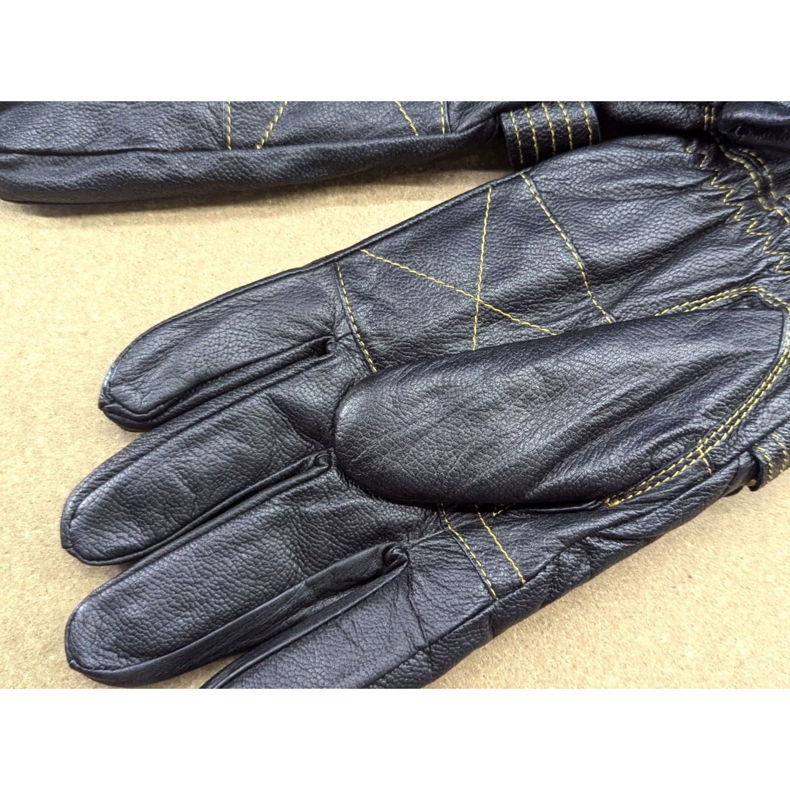 Vintage Genuine Leather Mens Gloves Size S Black Lined Warm Thermal Winter Dressmann Glove Mens Winter Warm Leather Gloves S Black Lined Size ONE SIZE - 3 Thumbnail