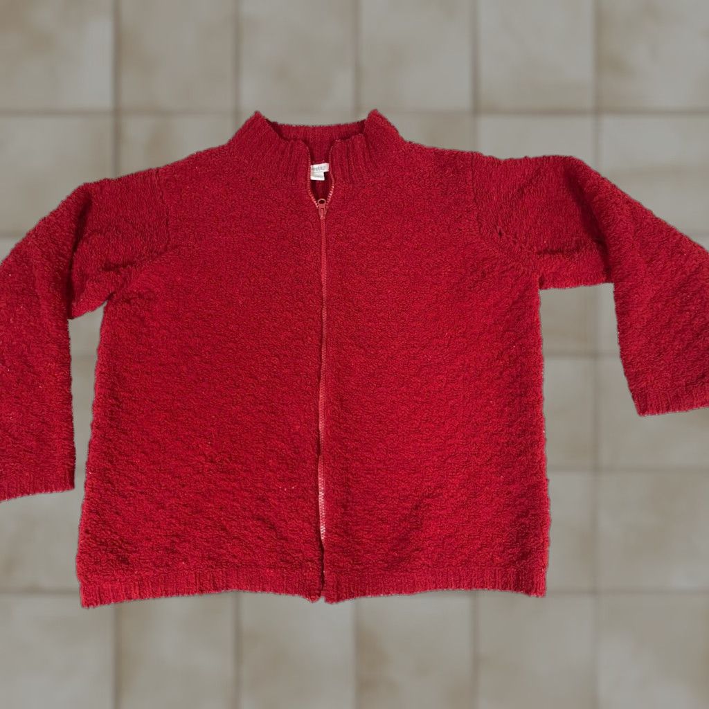 Vintage Dressbarn Jacket Womens 14 Full Zip Red Fleece Casual Fall Spring Long Sleeve Mens? Girls? Wait. Size XL / US 12-14 / IT 48-50 - 1 Thumbnail