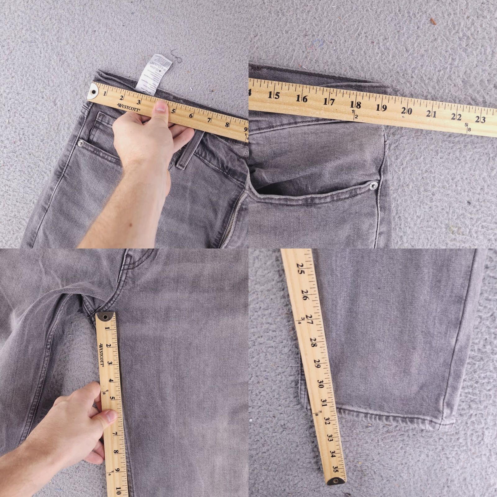 Levi's Levis Jeans Mens 38x31 Gray Slim Straight Denim 99%Cotton 1% Elastane Size US 38 / EU 54 - 8 Thumbnail