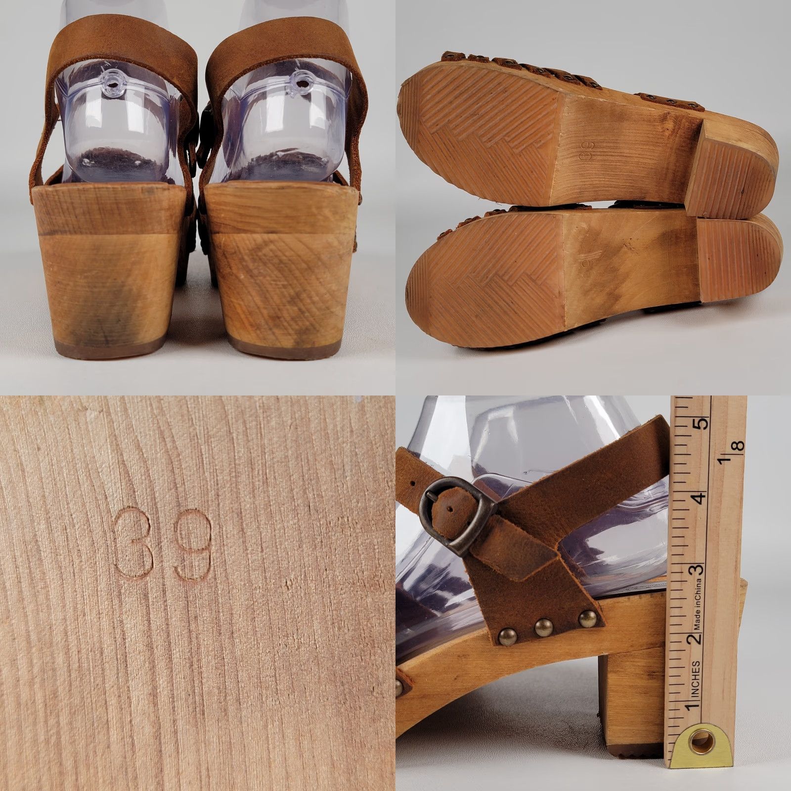 Vintage VINTAGE Sanita Silo Clog Sandal Women 39 Brown Leather Open Toe Buckle Mid Wood Arch Support Slip Resistant The Original Danish Clog Womens Size US 7.5 / IT 37.5 - 8 Thumbnail