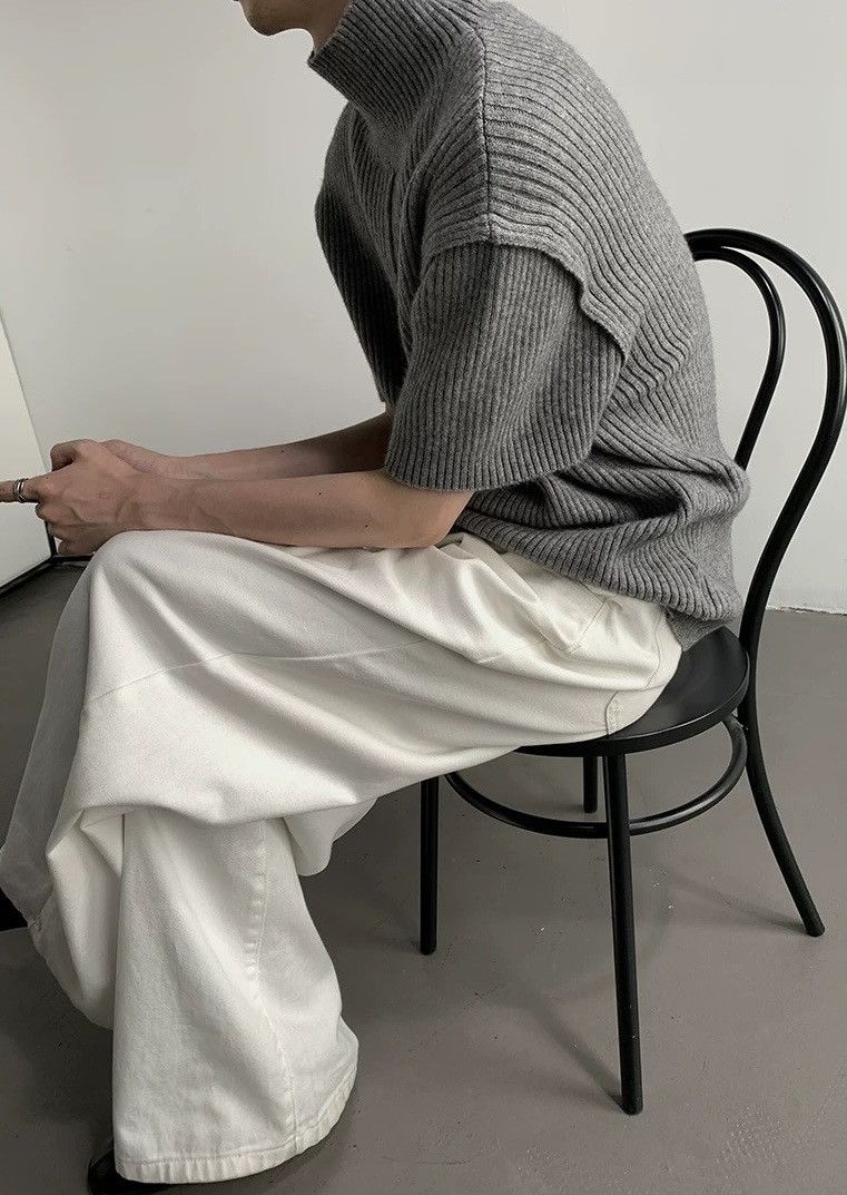 Japanese Brand × Vintage Cleanfit retro high neck ribbed short sleeve knit shirt Size US M / EU 48-50 / 2 - 5 Thumbnail