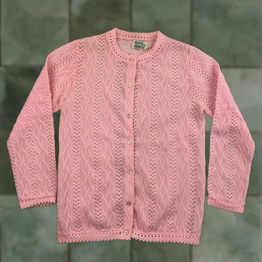 Vintage VINTAGE Miss Holly Cardigan Shirt 1960s Pink Small L Lace 60s Decade Cottage Core Womens Size L / US 10 / IT 46 - 1 Thumbnail