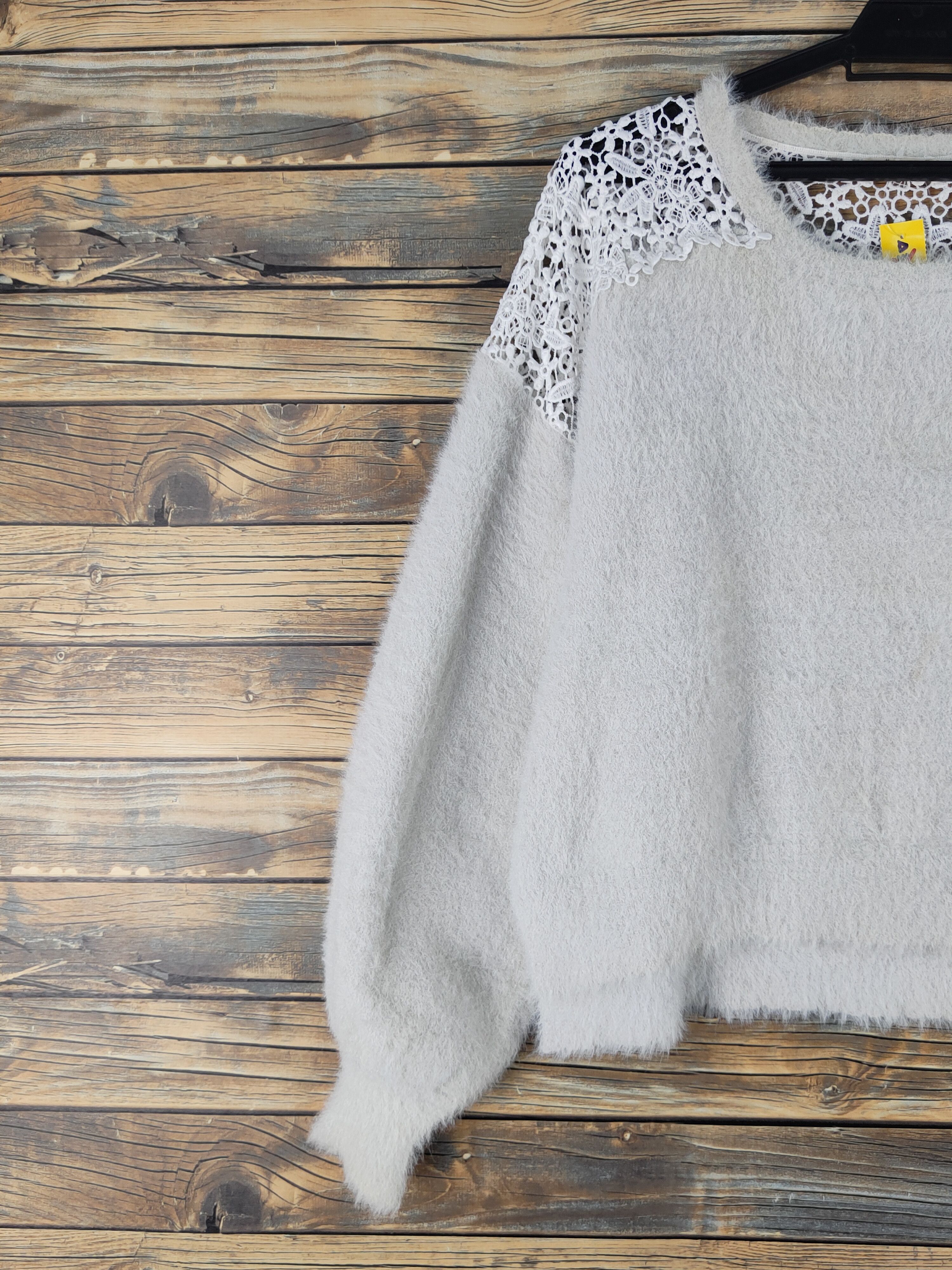 Japanese Brand Aces Femme Light Gray Shag Shaggy Fur Mohair Knitwear #W1196 Size M / US 6-8 / IT 42-44 - 3 Thumbnail