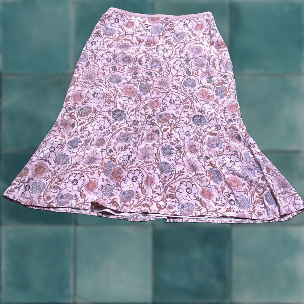 Pinko Sigrid Olsen Sport Skirt Women 6 Midi Dusty Pink Floral Rayon Back Zip Lined A-Line Casual Business Travel Summer Spring Fall Size 28" / US 6 / IT 42 - 1 Thumbnail
