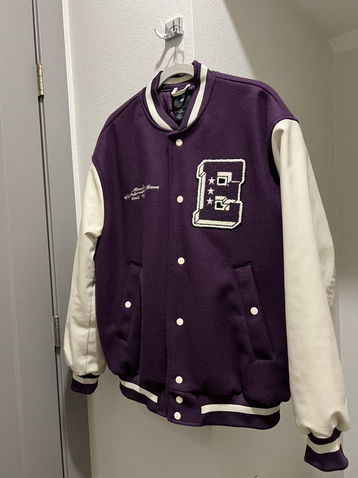 H&M H&M Purple and Cream Varsity Jacket Size US L / EU 52-54 / 3 - 1 Thumbnail