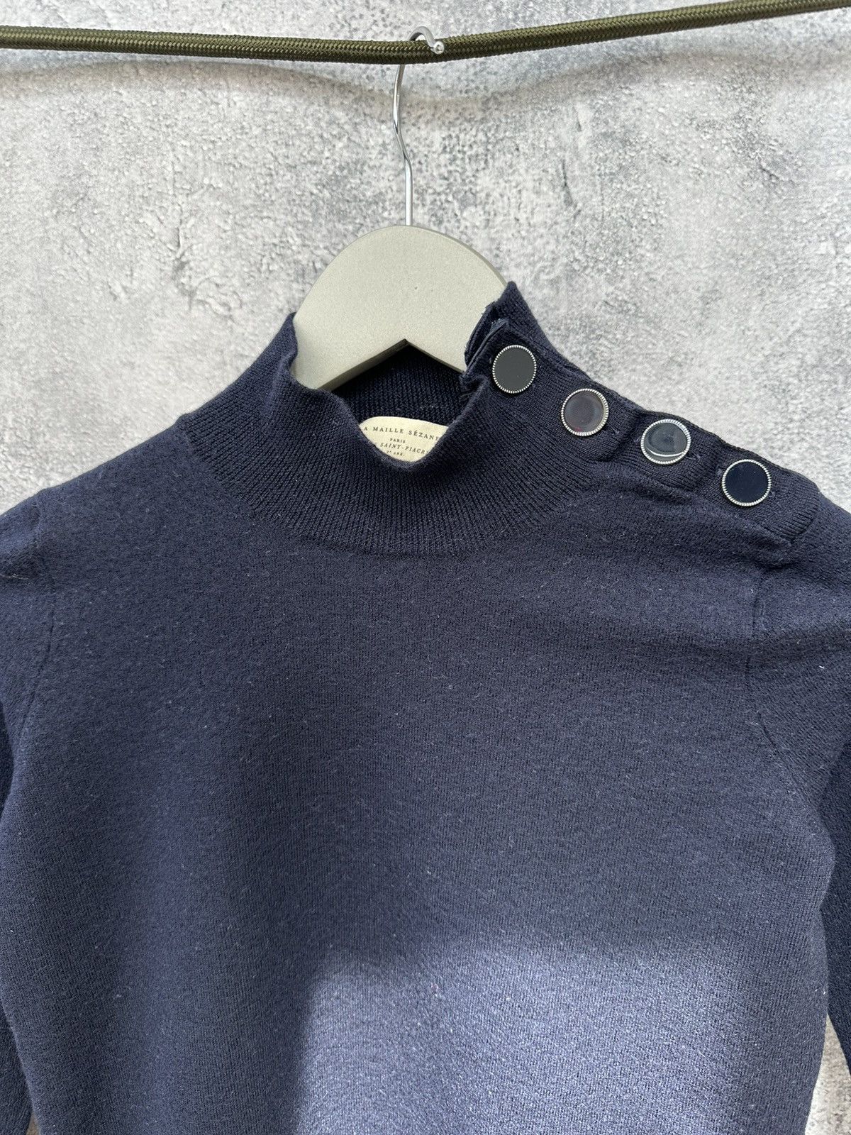 Sezane Sezane Jacob Jumper Navy Italy Merino Wool Sweater Size XS / US 0-2 / IT 36-38 - 5 Thumbnail