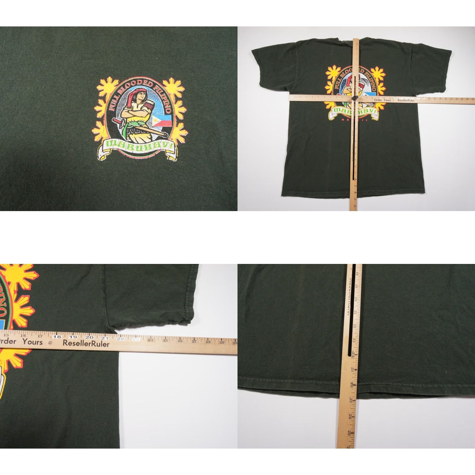 Gildan VINTAGE Filipino Shirt Mens Large Green Philippines Culture Tee Crewneck Adult Regular T-Shirt Men Vintage Graphic Logo All Seasons Size US L / EU 52-54 / 3 - 8 Thumbnail