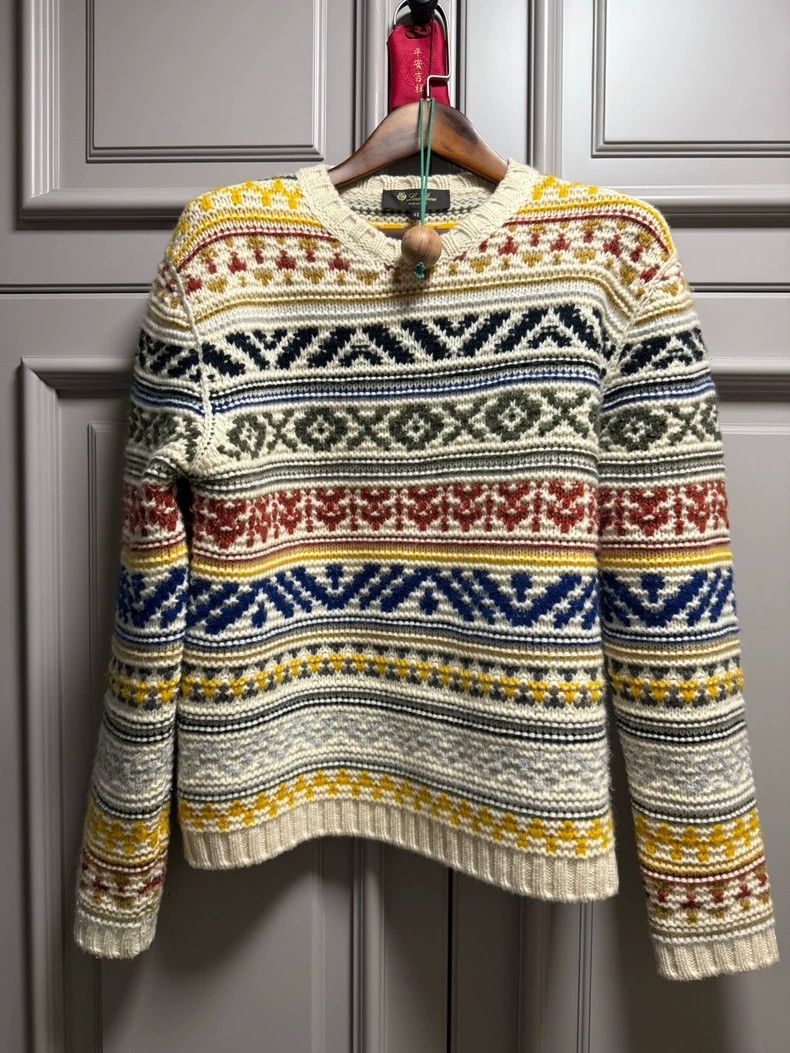 LORO PIANA Christmas series of colored jacquard round neck