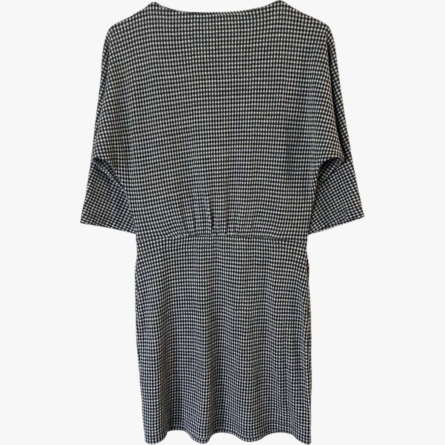 Moschino VINTAGE Love Moschino Gingham Mini Dress 3/4 Sleeve Cinched Black Women's Size 2 Wool Blend Pockets Dress Size XS / US 0-2 / IT 36-38 - 5 Thumbnail