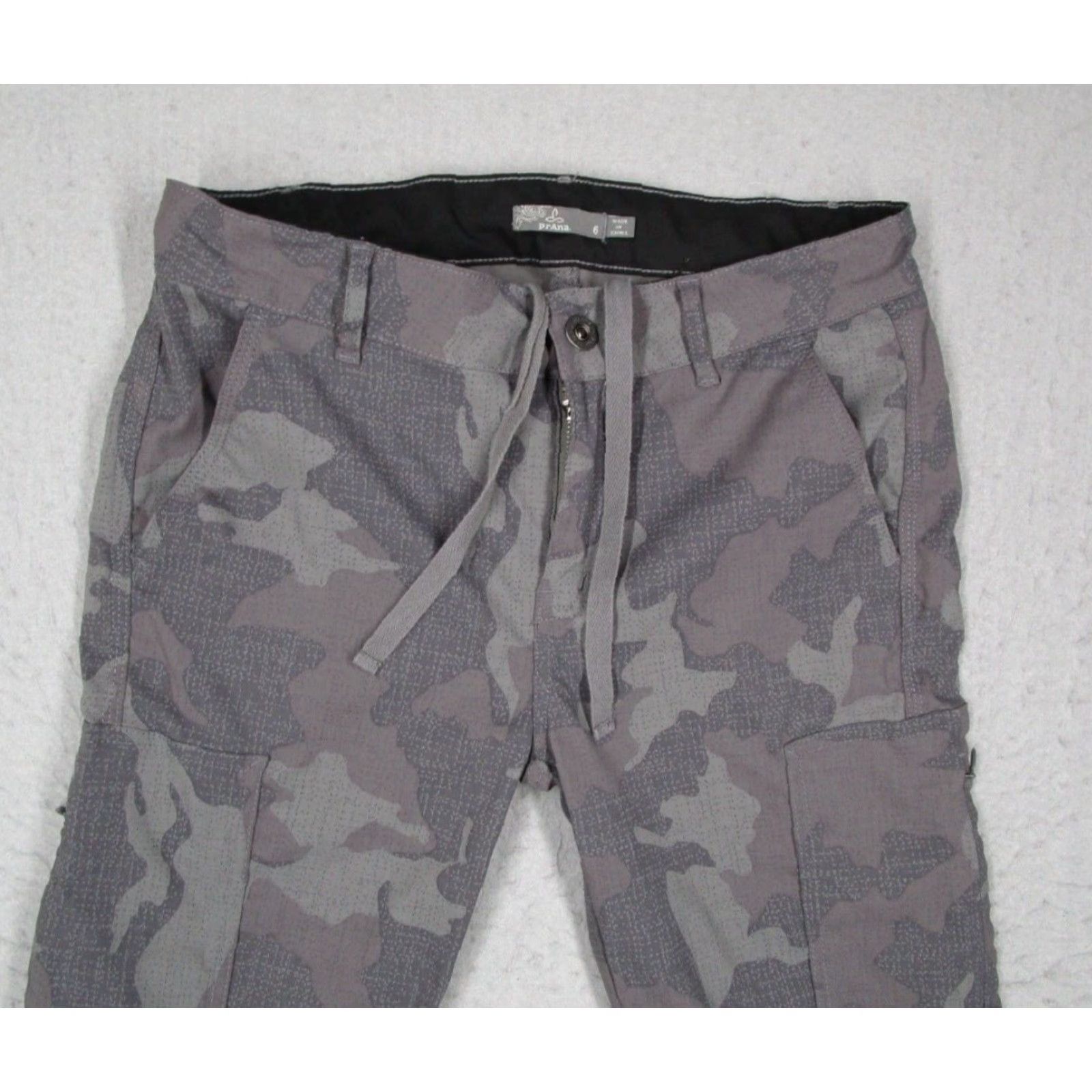 Prana VINTAGE None Pants Women 6 Gray Camo Sky Canyon Jogger Tapered 90s Outdoor Casual Size 28" / US 6 / IT 42 - 2 Thumbnail