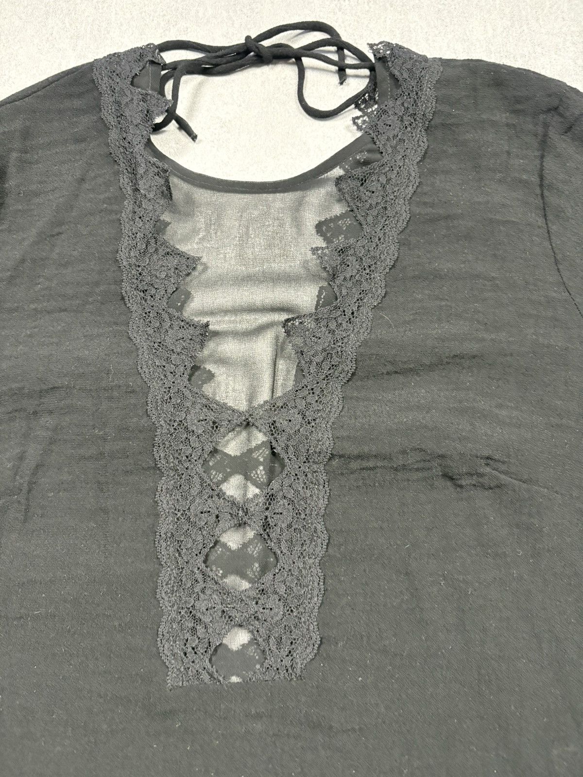 Sandro Sandro Paris Black Lace Sheer Blouse Top Short Sleeve Size M Size M / US 6-8 / IT 42-44 - 9 Thumbnail