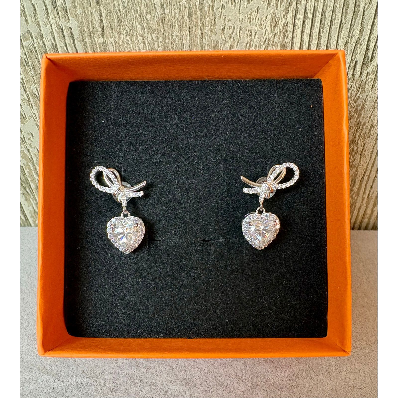 Jewelry 2ct Moissanite Heart/Ribbon/Cherry, 925 Silver Earrings Size ONE SIZE - 1 Thumbnail