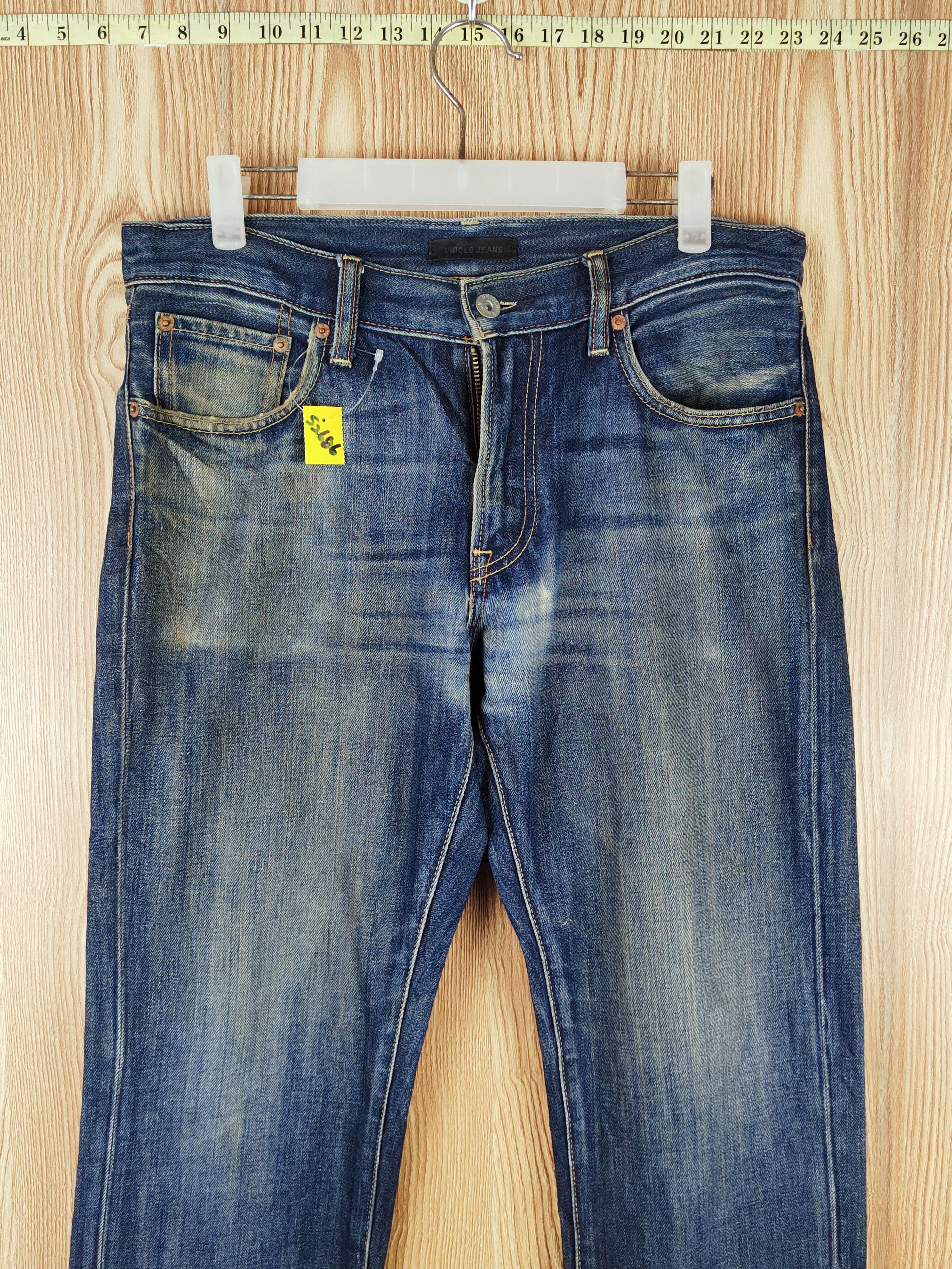 Japanese Brand Uniqlo Dark Blue Distressed Ripped Jeans #S2686 Size US 31 - 2 Thumbnail