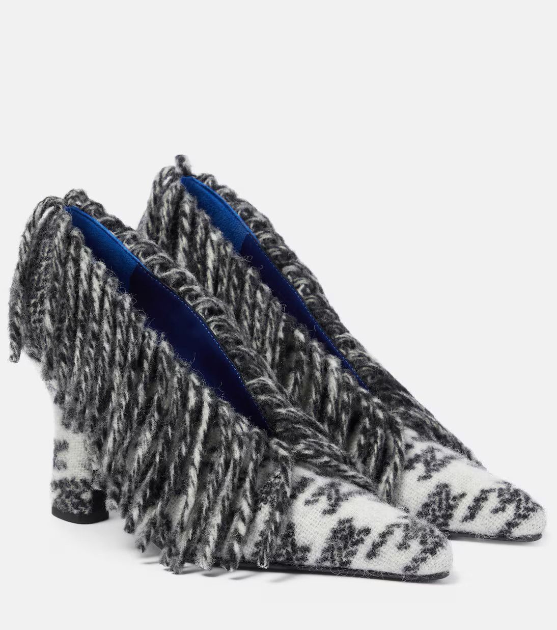 Burberry o1w1db10125 Check Wool Sweep Pumps in Black/White Size US 8 / IT 38 - 1 Thumbnail