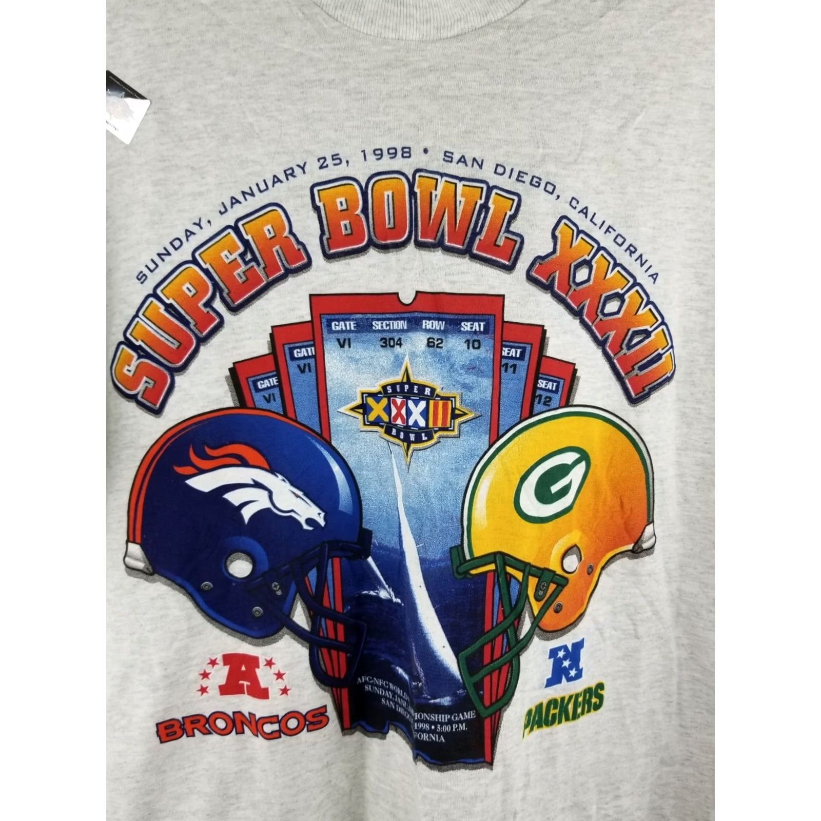 NFL VTG 98' SUPER BOWL CHAMPIONSHIP PACKERS VS BRONCOS NFL FOOTBALL T-SHIRT XL Gray Men Size US XL / EU 56 / 4 - 2 Thumbnail