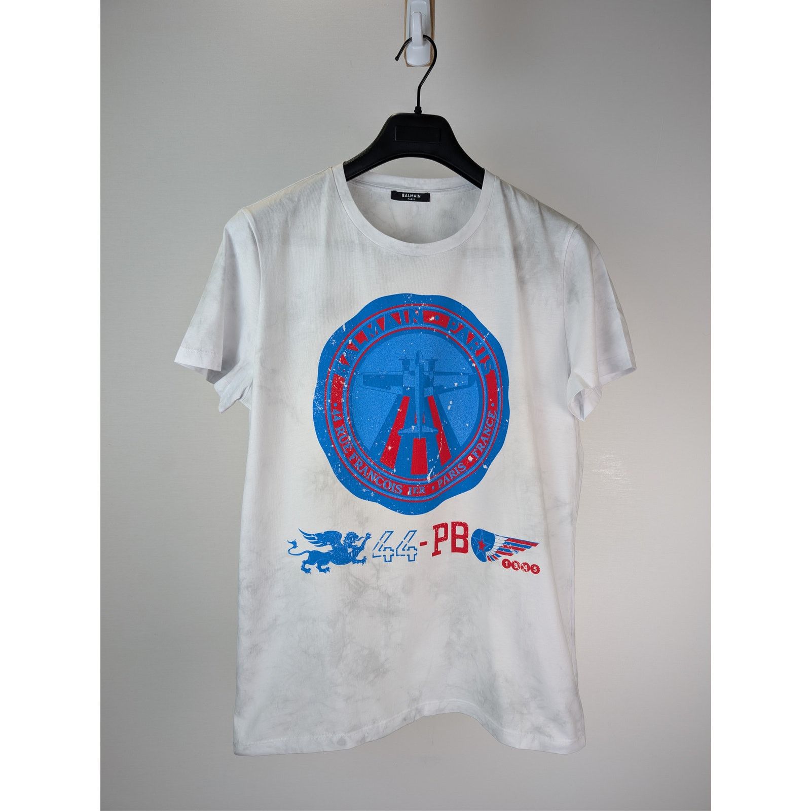 Balmain o1rshd1 Logo Airplane Short Sleeve T-Shirt White/Multicolor Size US M / EU 48-50 / 2 - 1 Thumbnail