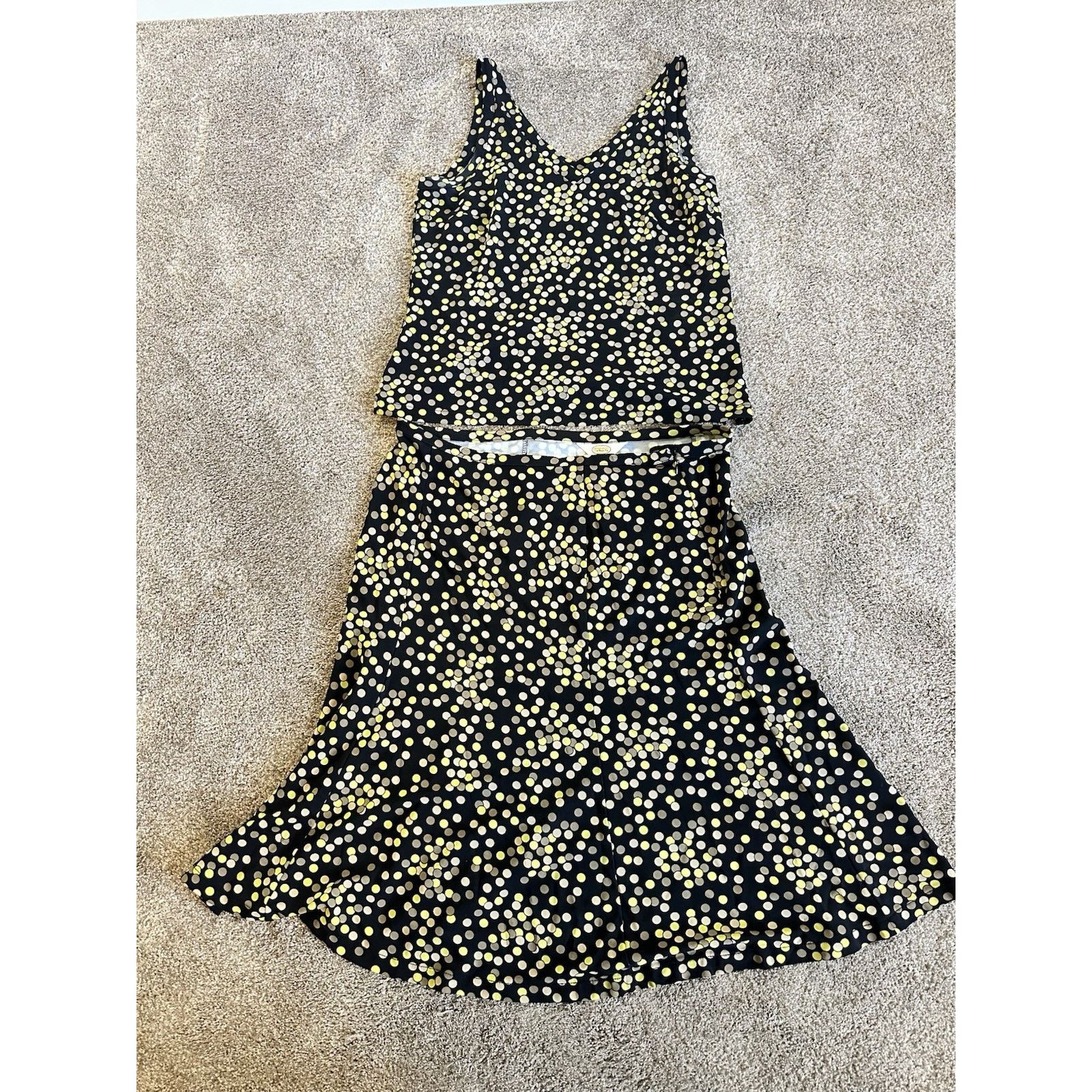 Talbots Talbots Black Brown Green Polka Dot Skirt Top Set M / L Size M / US 6-8 / IT 42-44 - 1 Thumbnail