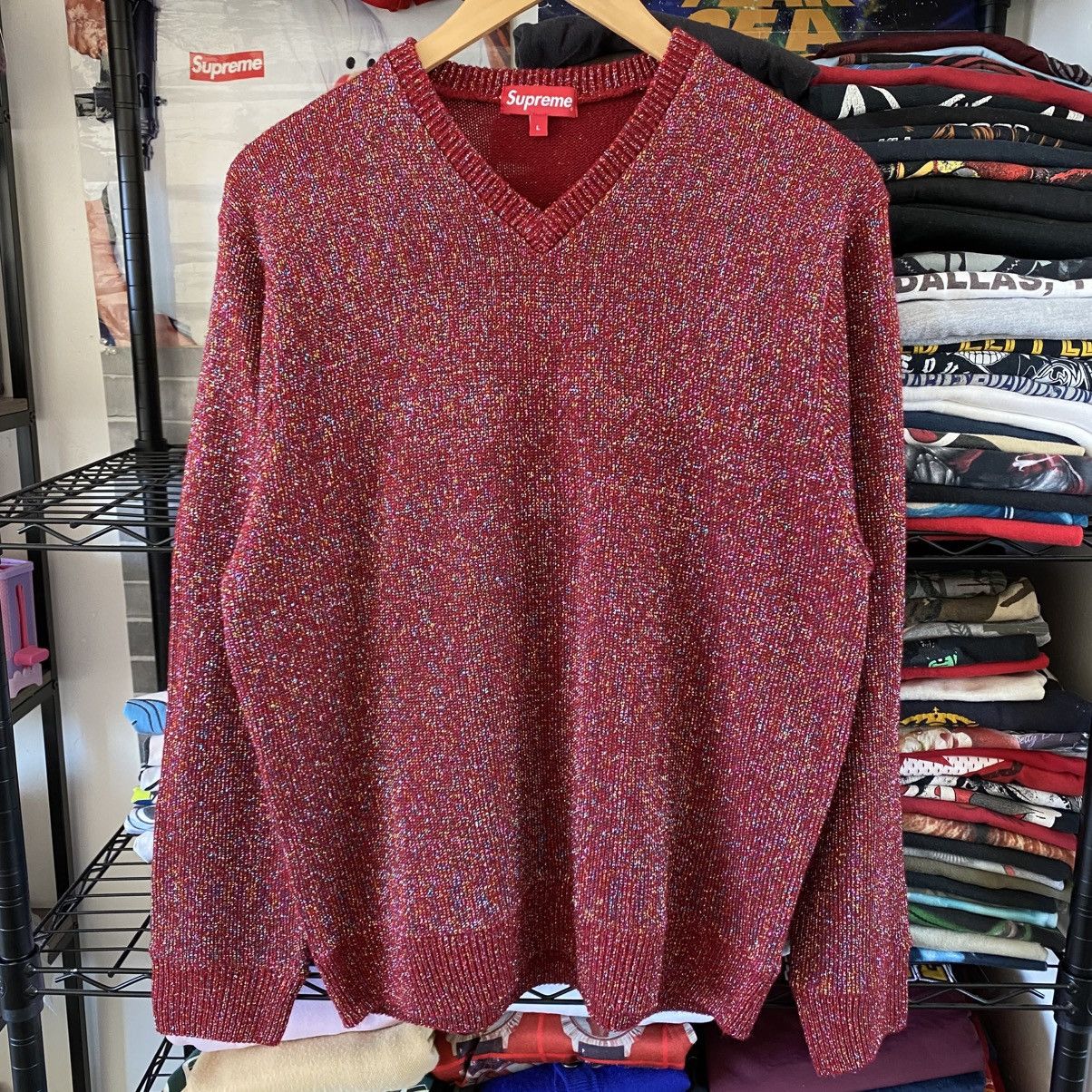 Supreme Supreme Tinsel Sweater Red 2016 Metallic Shiny Box Logo Size US L / EU 52-54 / 3 - 1 Thumbnail