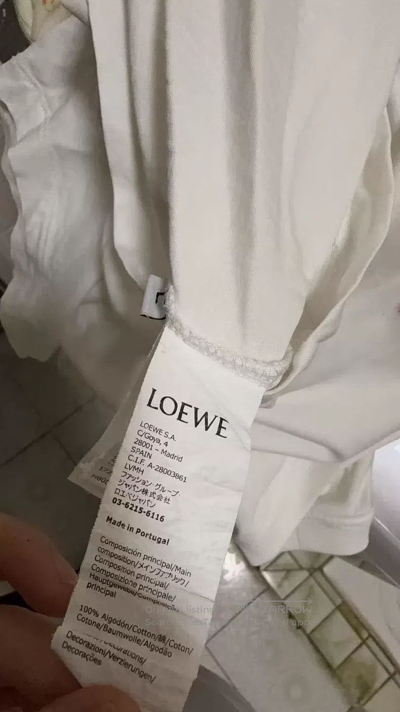 Loewe Loewe Neon Pink Logo Embroidered Short Sleeve T-Shirt, Whi Size L / US 10 / IT 46 - 4 Thumbnail