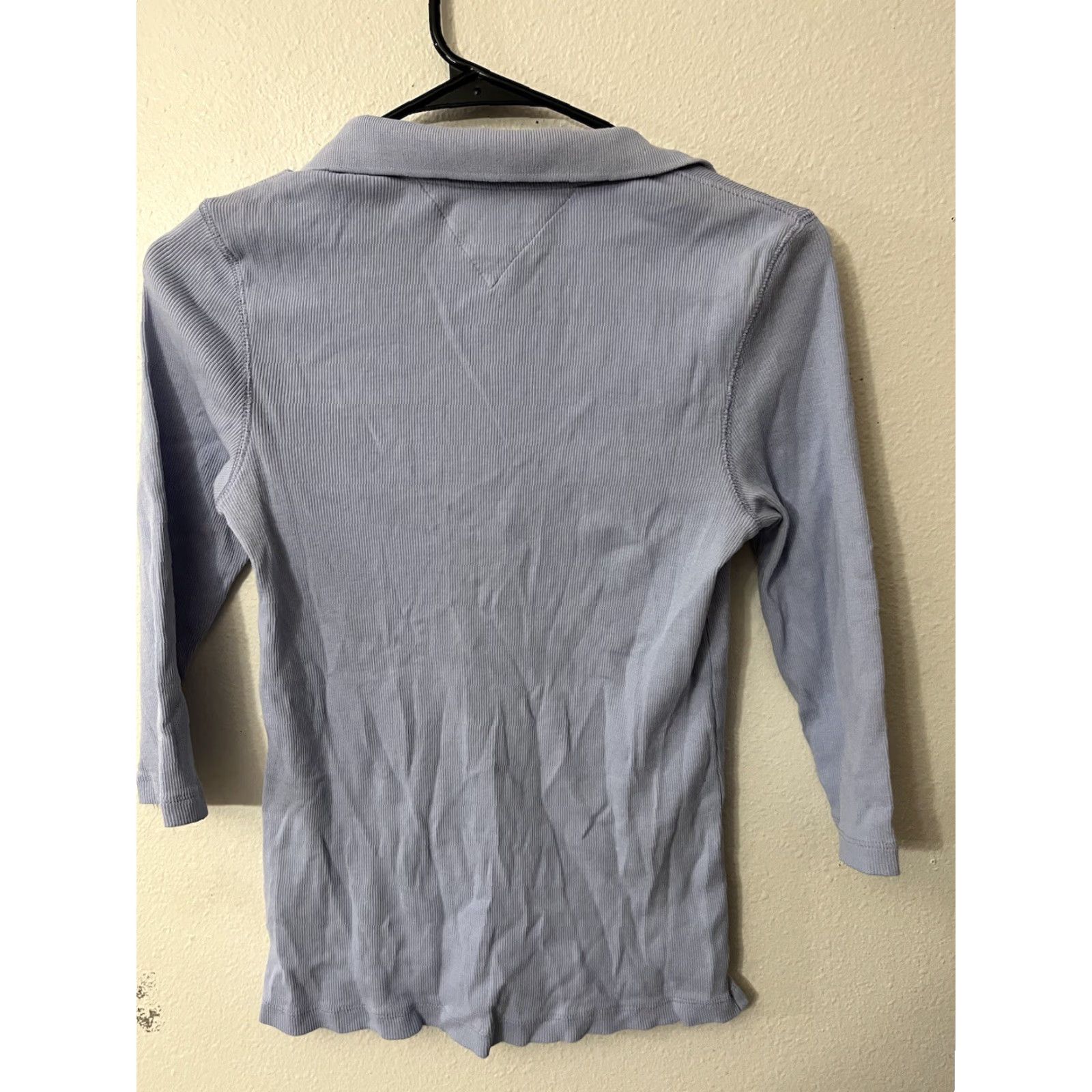 Tommy Hilfiger VINTAGE Tommy Hilfiger Women's Polo Shirt Cotton 3/4 Sleeve Blue Sz M Casual Business Size M / US 6-8 / IT 42-44 - 3 Thumbnail