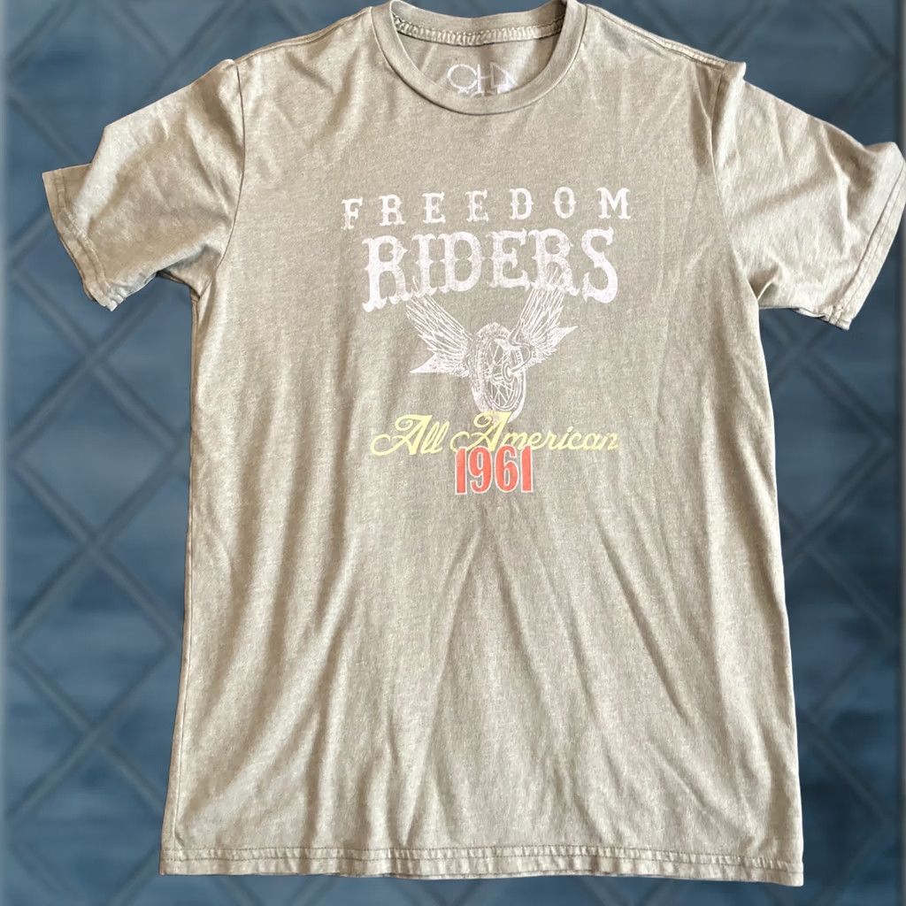 Vintage NICE Chaser Freedom Riders All American 1961 Motorcycle T Shirt Med Green Short Sleeve Crew Neck Mens Regular Size US M / EU 48-50 / 2 - 1 Thumbnail