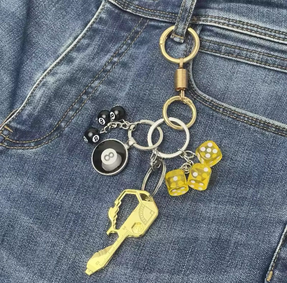 Vintage Jeans Carabiner Golden Set Size ONE SIZE - 1 Thumbnail