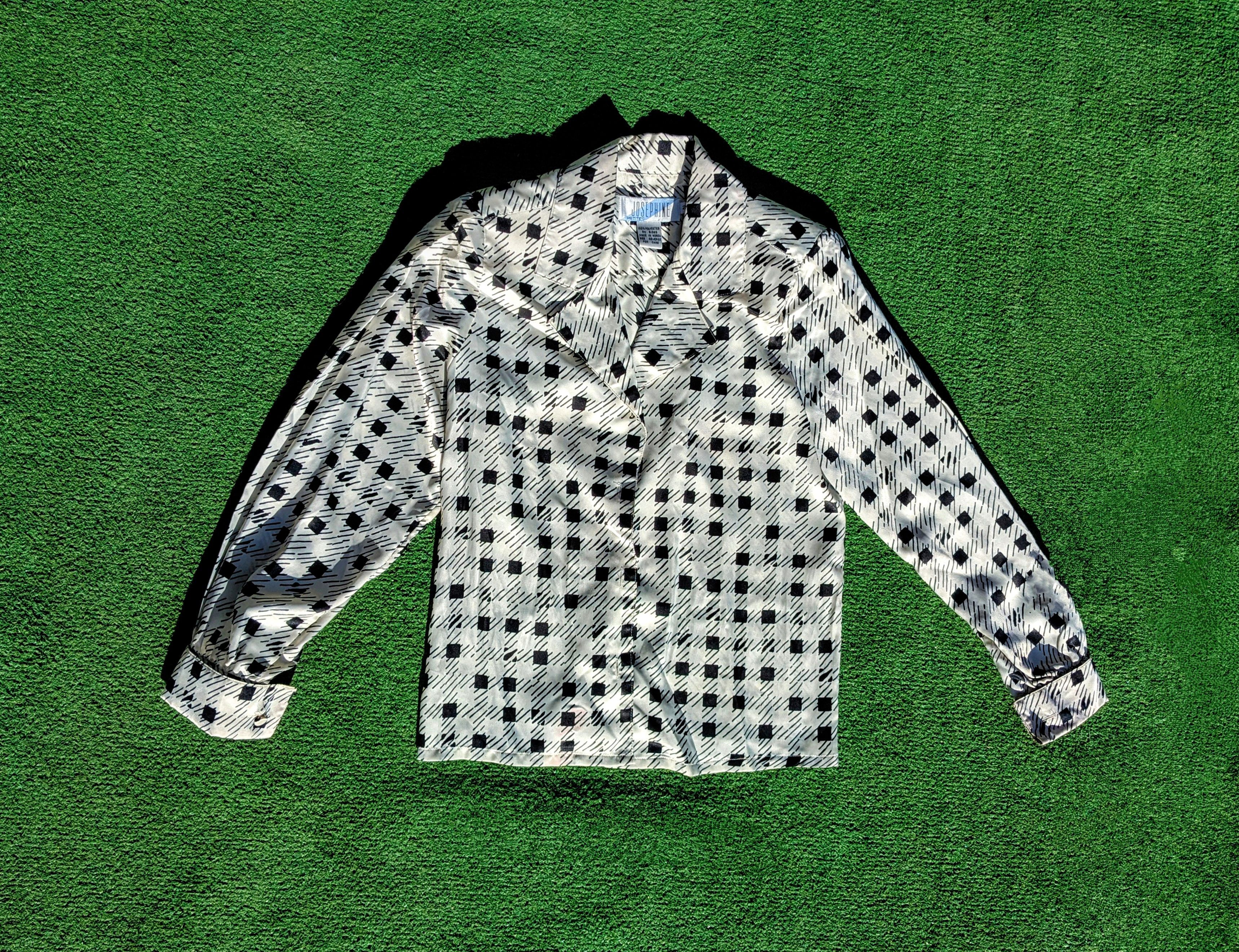 Other VTG Josephine Petites White Check Shiny Shimmer Blouse Shirt Size XS / US 0-2 / IT 36-38 - 7 Thumbnail