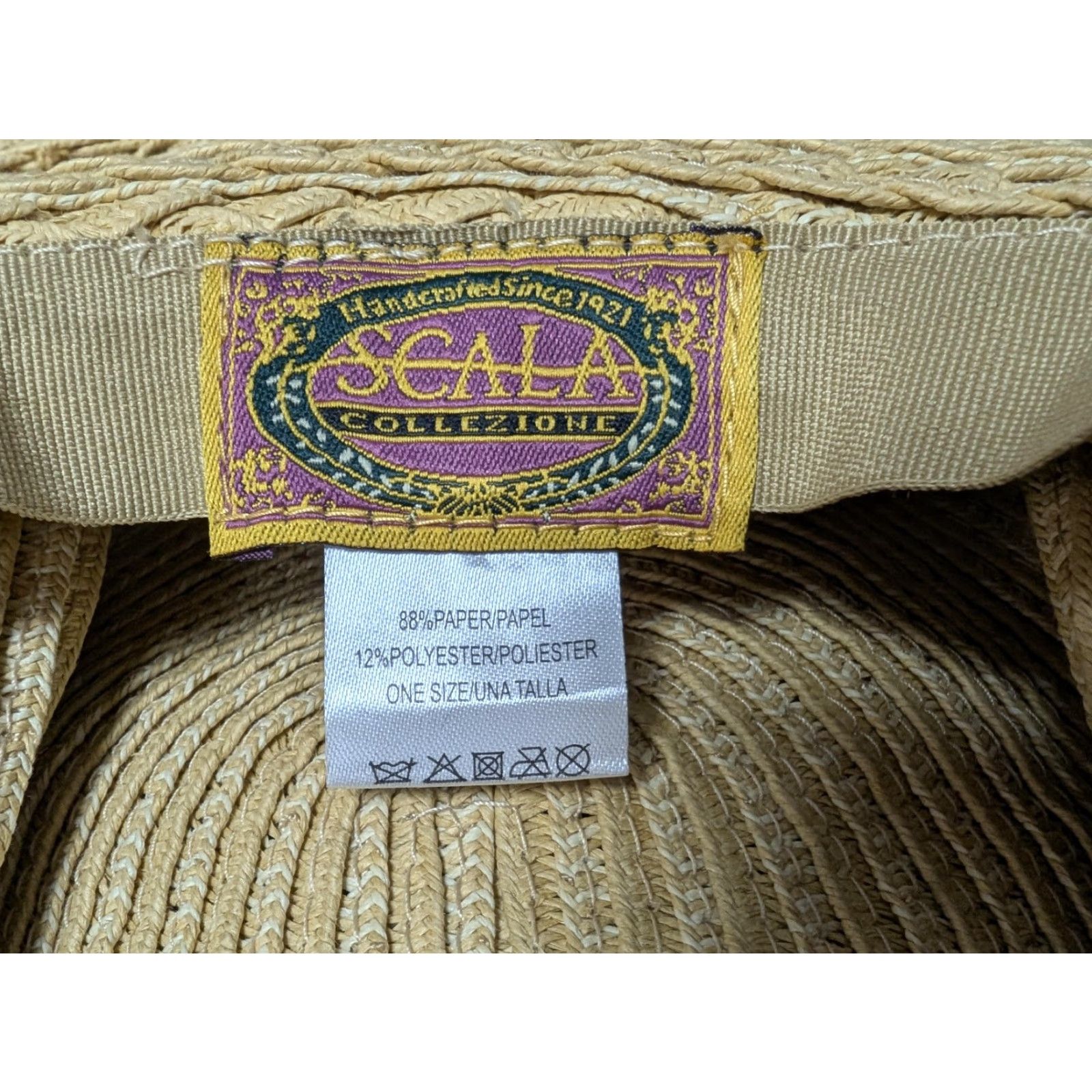 Vintage VINTAGE Scala Collezione Hat Wide Brim Beige One Size Womens Sun Beach Travel Casual Size ONE SIZE - 6 Thumbnail