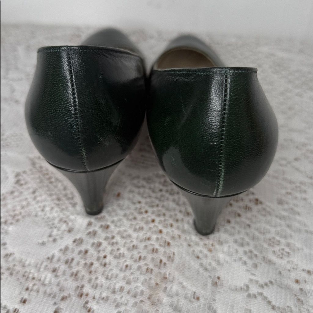 The Unbranded Brand Vintage Manfield France high end leather green heels sz 8.5 Size US 8.5 / IT 38.5 - 6 Thumbnail