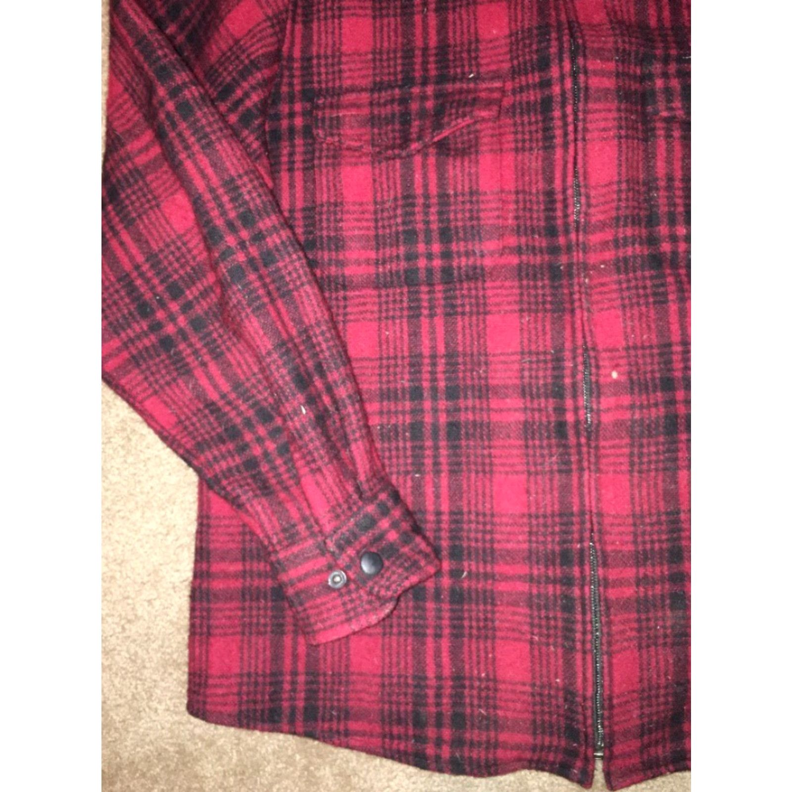 Vintage Woolrich Womens Shirt M Red Flannel Full Zip Wool Red/Black Size M Size M / US 6-8 / IT 42-44 - 3 Thumbnail