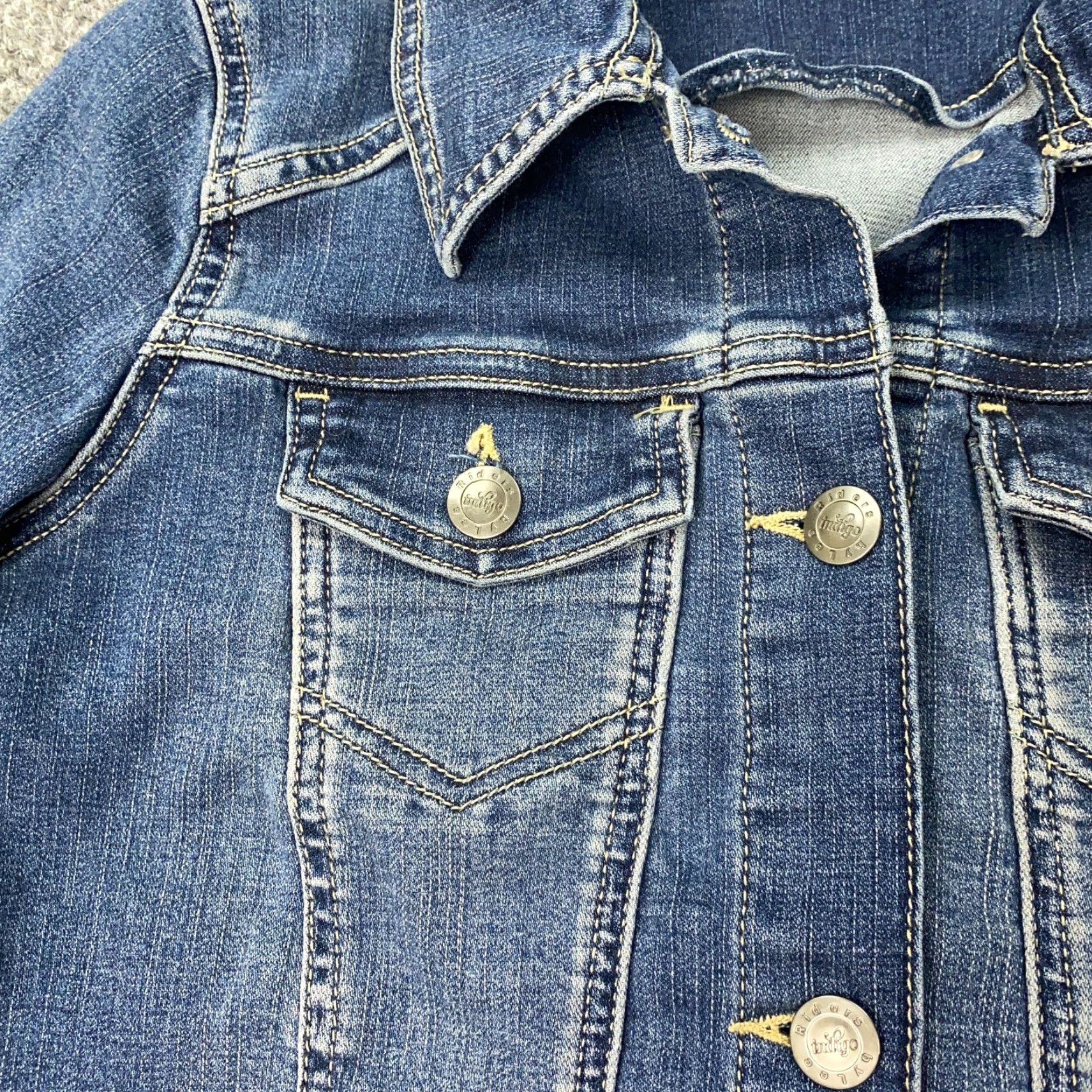 Vintage Riders By Lee Indigo Jean Jacket Womens Small Blue Denim Button Up Stretch Size 28" / US 6 / IT 42 - 3 Thumbnail