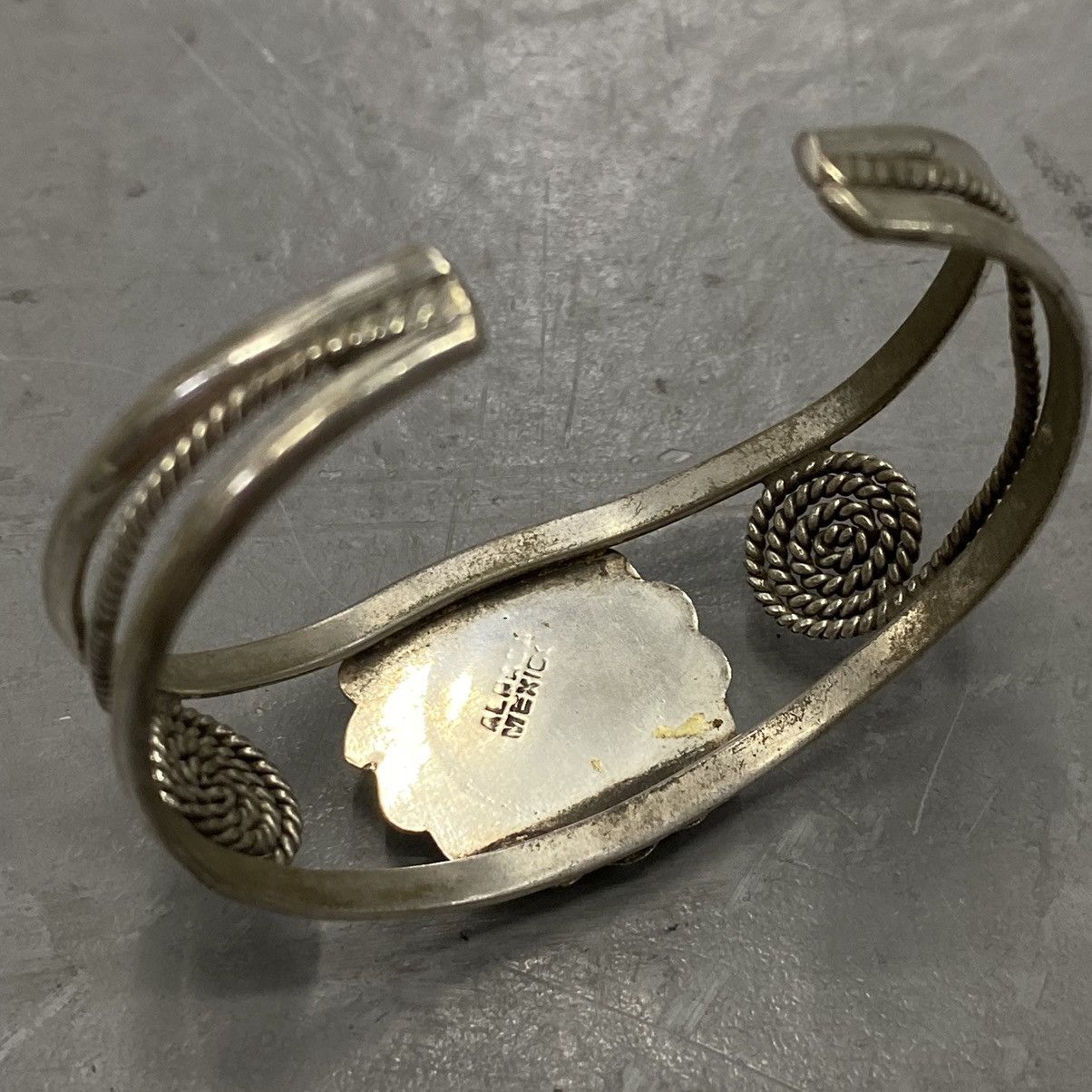 Kapital × Vintage Vtg 60s 70s Alpaca Silver Floral Rope Motif Western Cuff Size ONE SIZE - 4 Thumbnail