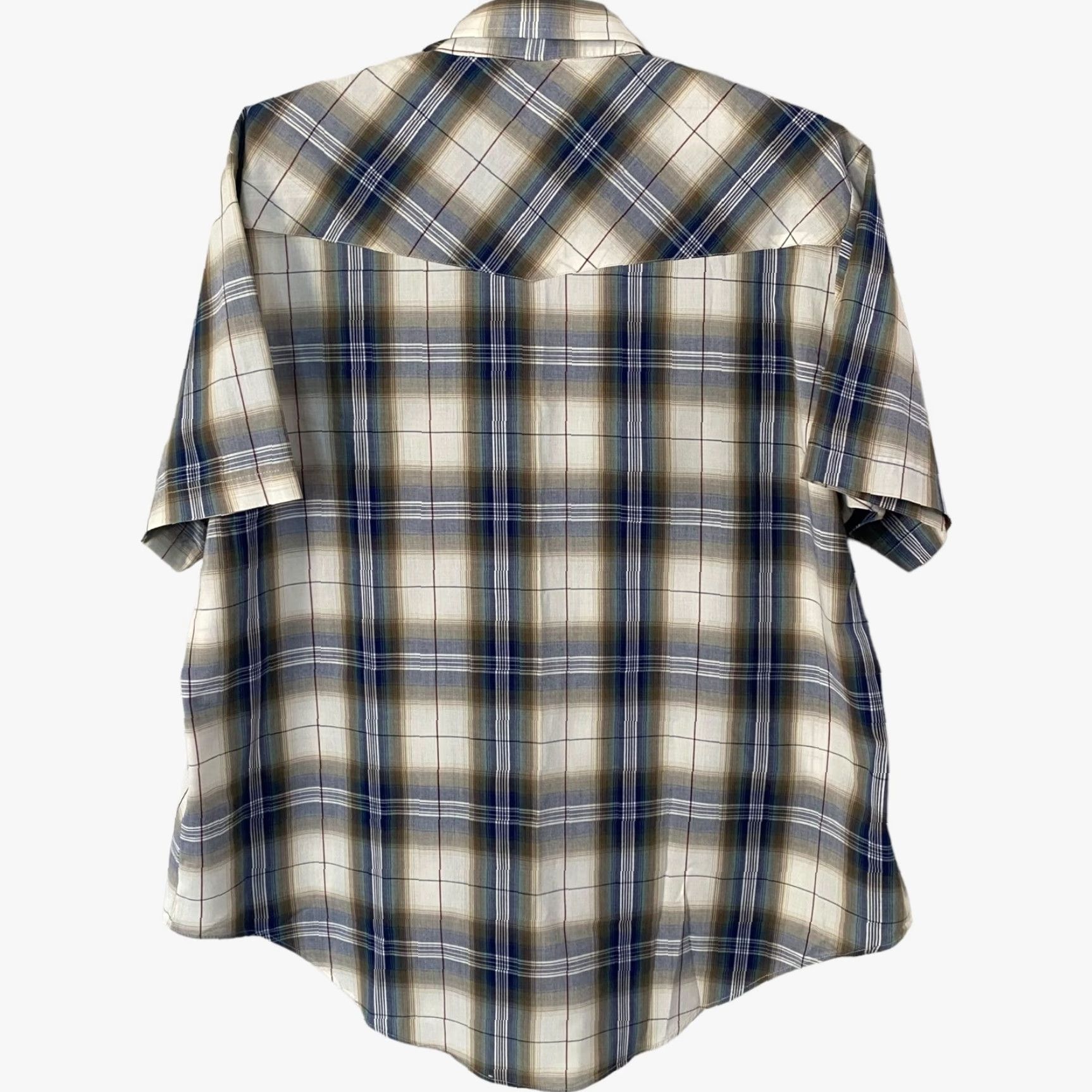 Vintage VINTAGE Ely Cattleman Western Pearl Snap Shirt Short Sleeve Plaid Blue 2XL Mens Size US XXL / EU 58 / 5 - 3 Thumbnail