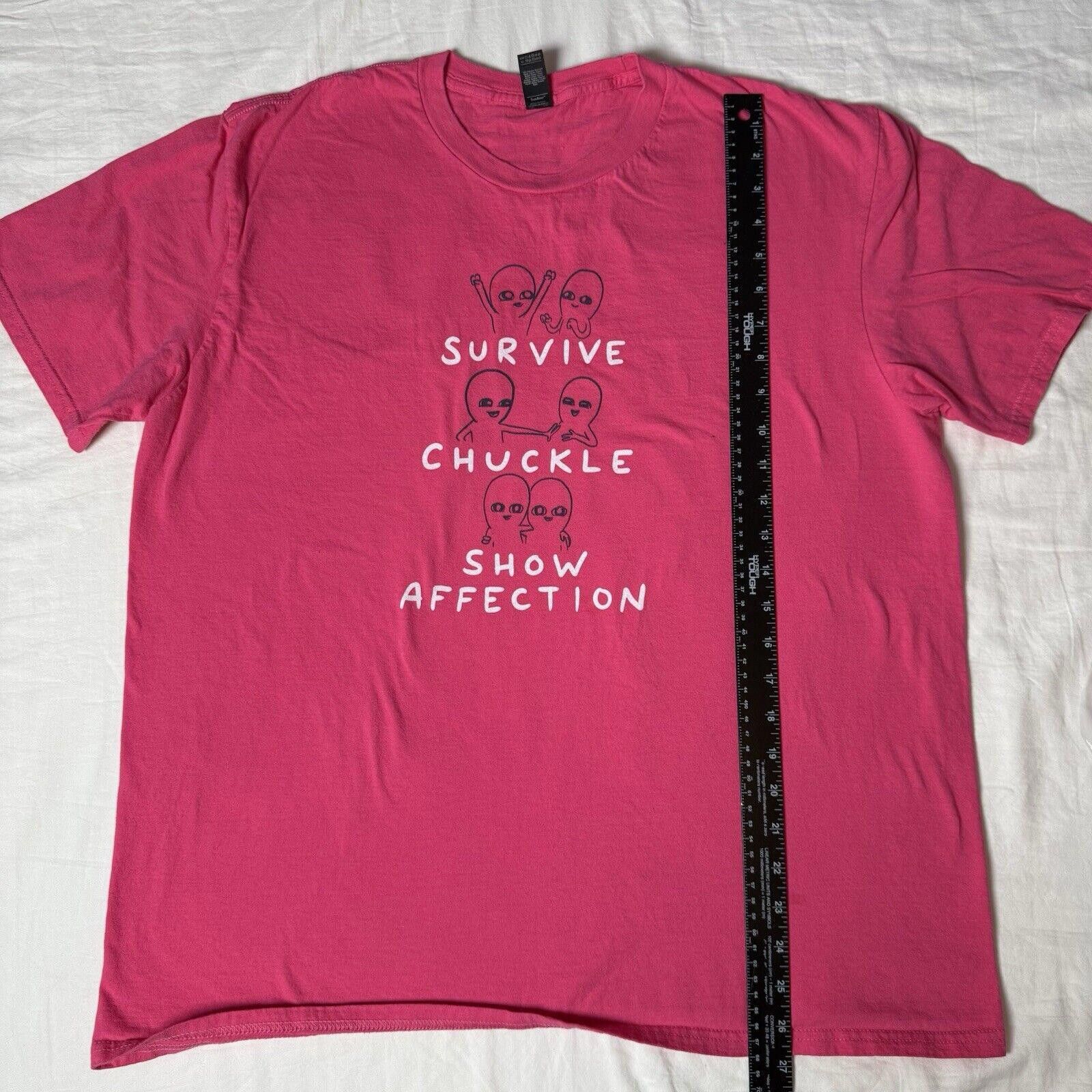 Designer Strange Planet Nathan Pyle T-Shirt Survive Funny Pink XL Size US XL / EU 56 / 4 - 5 Thumbnail