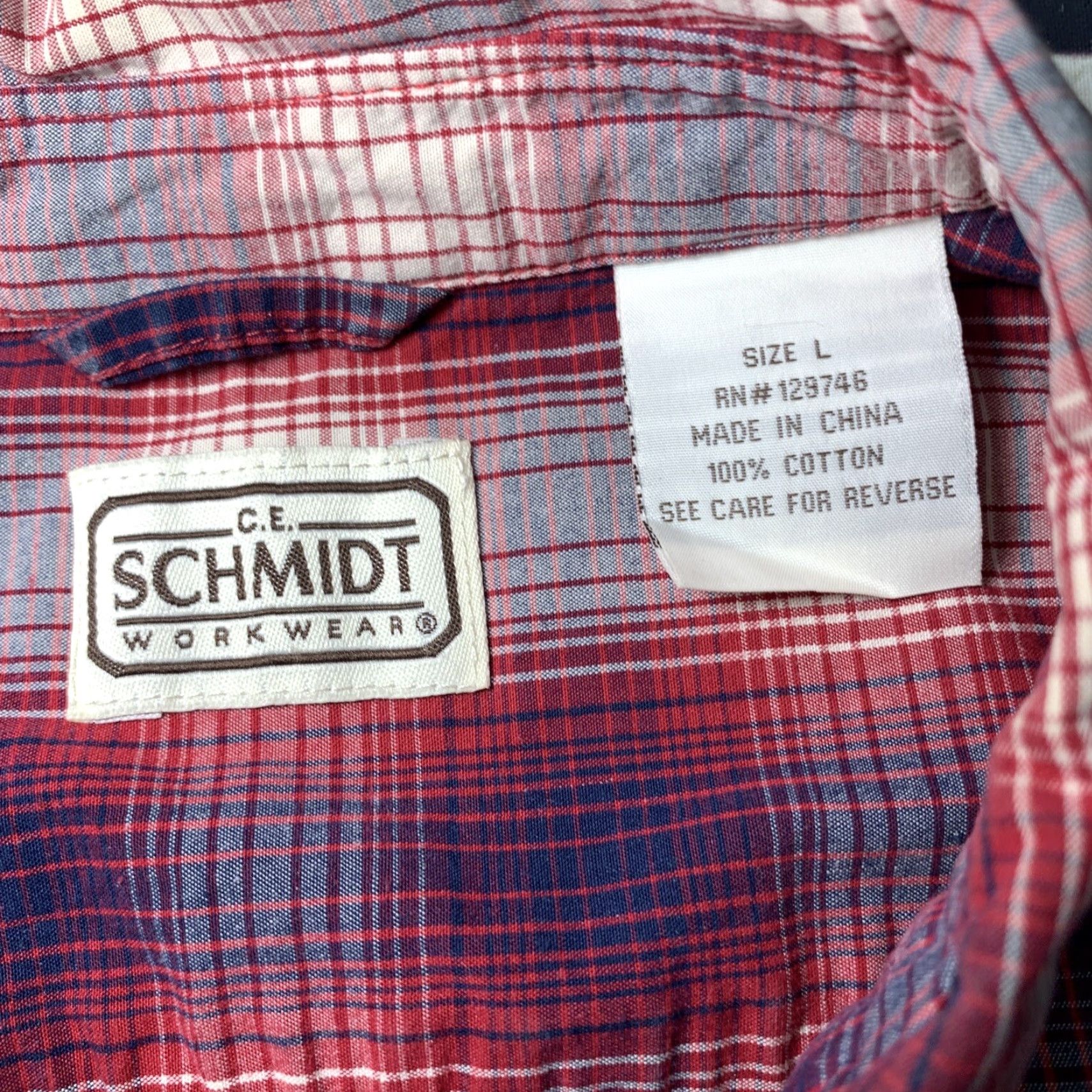 Vintage C.E. Schmidt Shirt Short Sleeve Red Button Down Front Check Plaid Pockets Large – Mens, Button-Up, Casual Workwear, Vintage? No Size US L / EU 52-54 / 3 - 6 Thumbnail