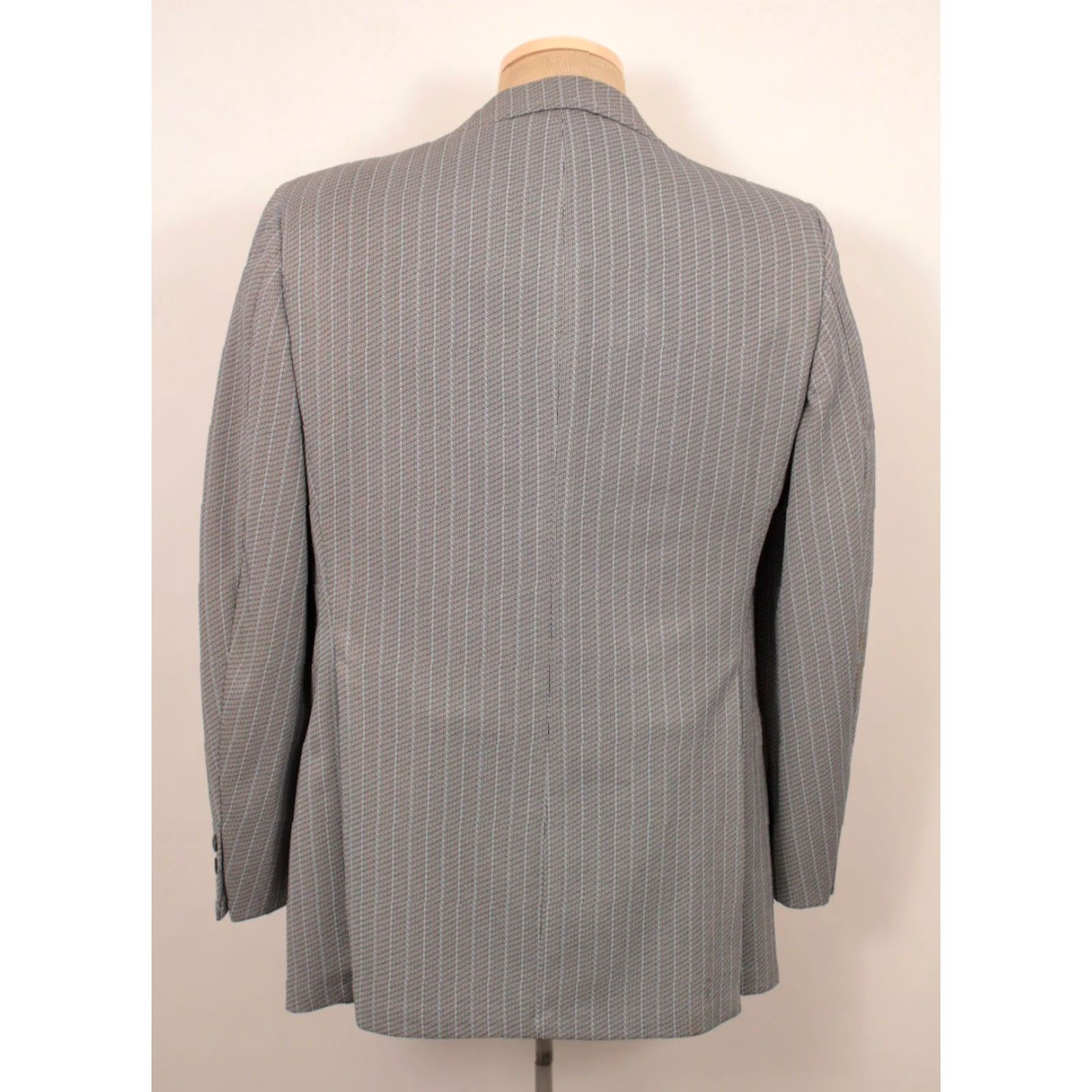 Vintage VINTAGE Men's VTG 70s Blue Pinstripe 2 PC Leisure Suit Sz M 1970s Disco Shirt Jacket Pants Mens Size 40R - 4 Thumbnail