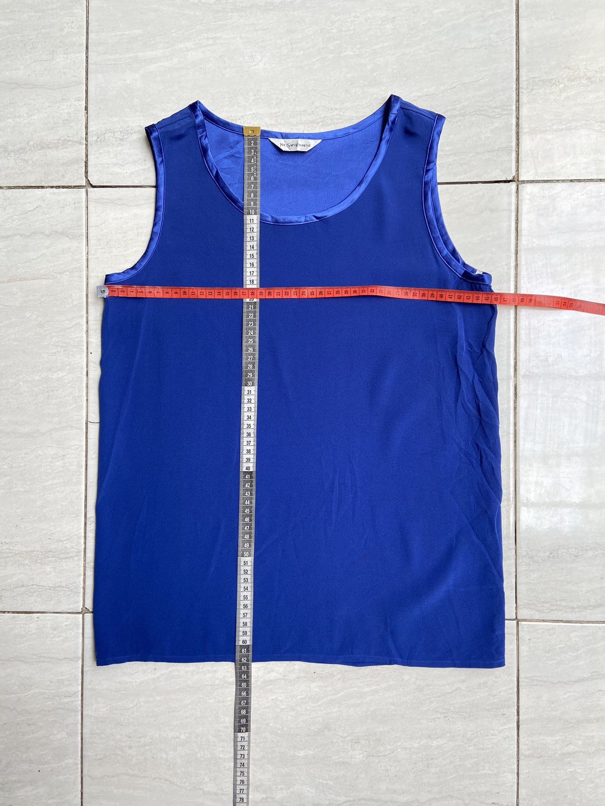 Yves Saint Laurent YVES SAINT LAURENT Blue Sleeveless T-shirt Size US XS / EU 42 / 0 - 2 Thumbnail