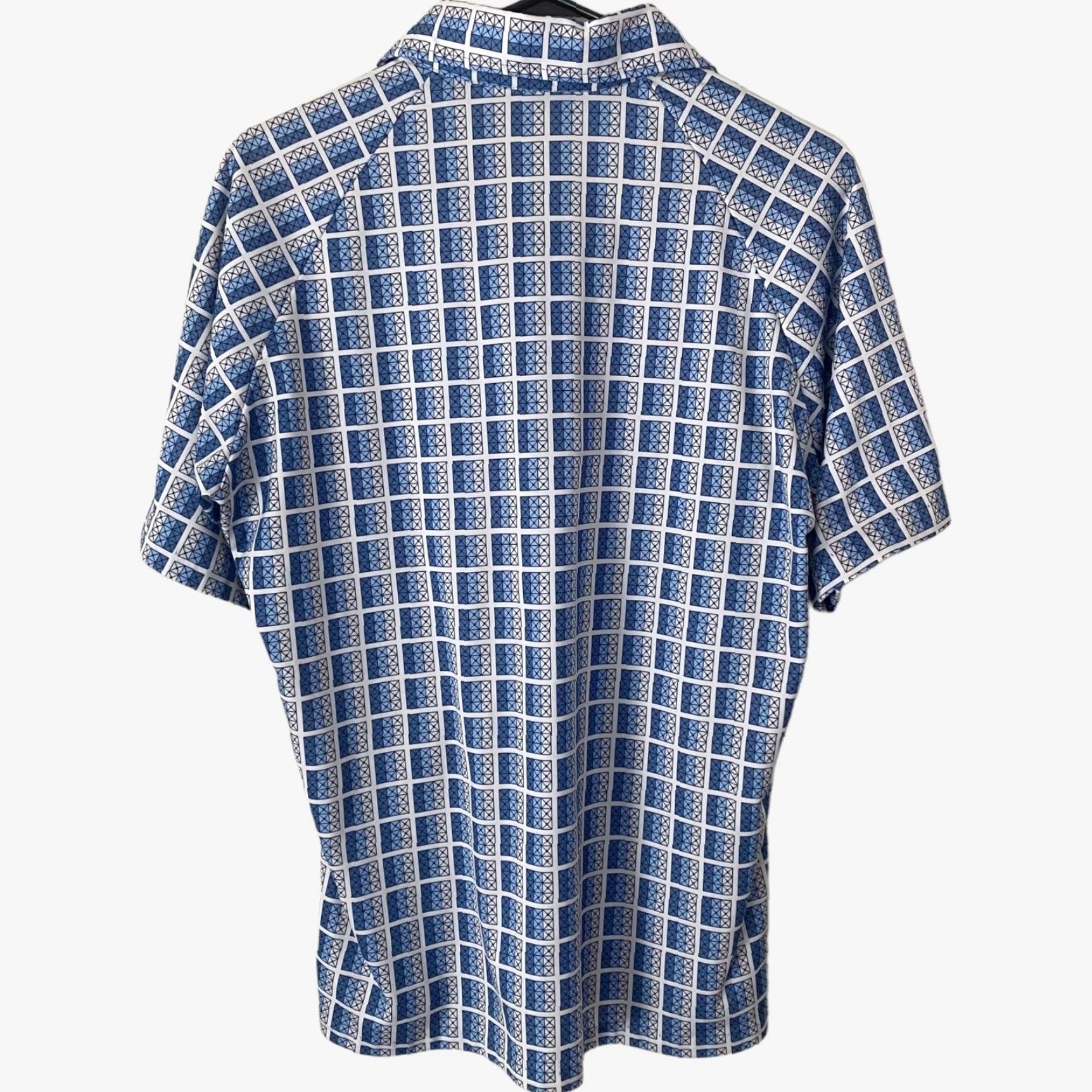 Vintage VINTAGE Lily Daché Polo Shirt Blue Geometric Men's M Short-Sleeve Button-Up Size US M / EU 48-50 / 2 - 3 Thumbnail