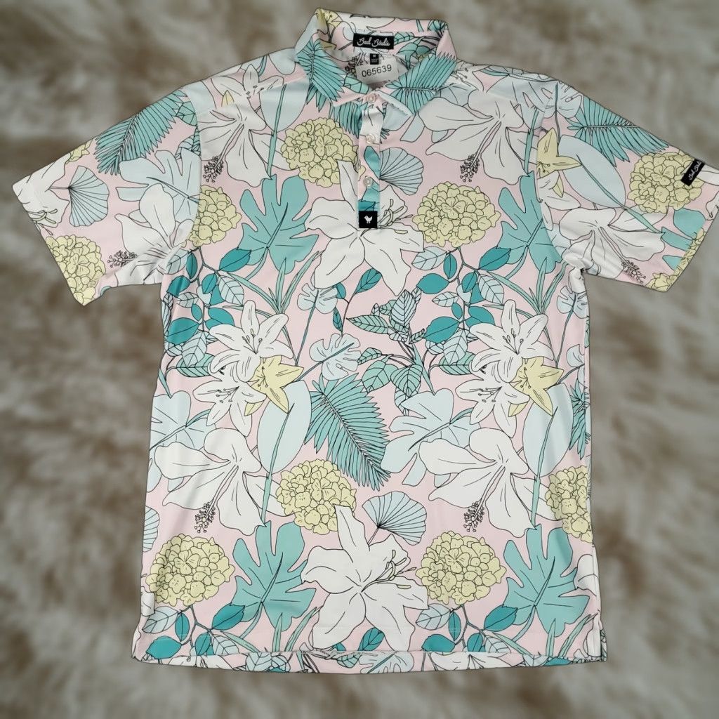 Vintage Bad Birdie Polo Shirt Mens Large Pink Floral Golf Short Sleeve Polo Shirt Mens Large Pink Floral 90s? Size US L / EU 52-54 / 3 - 1 Thumbnail