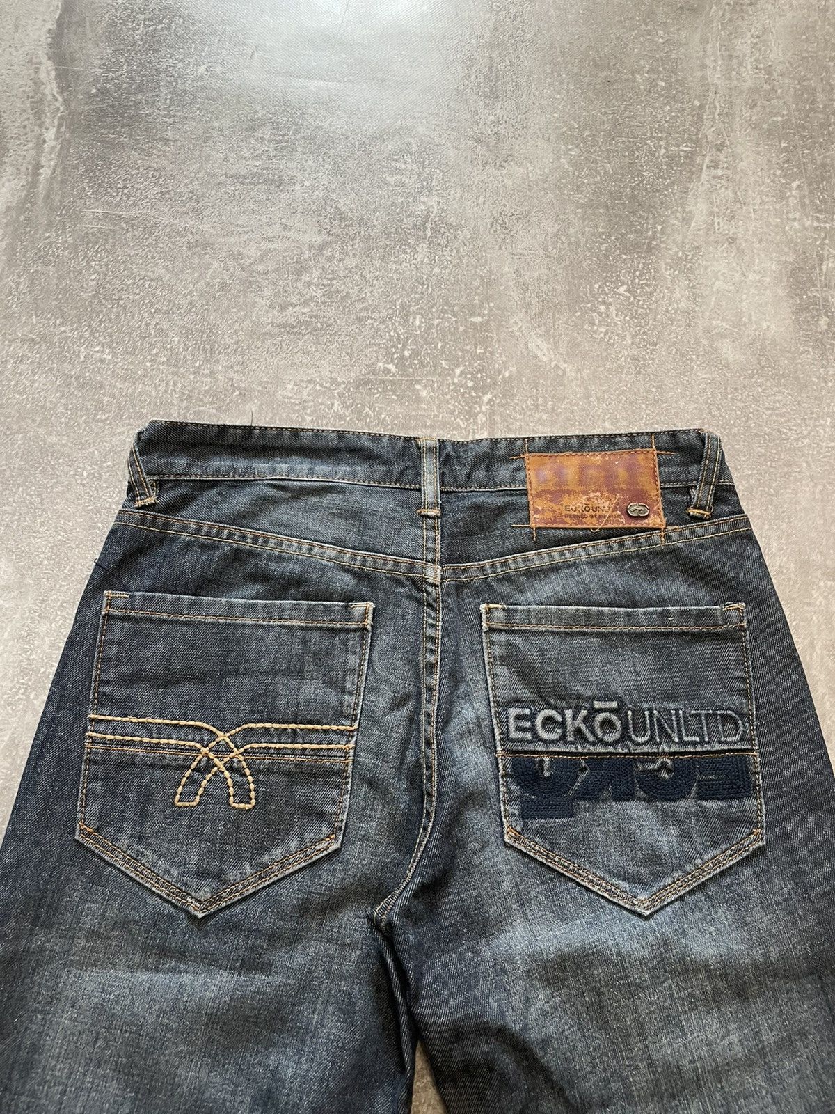 Ecko Unltd. × Vintage Vintage Ecko Unltd. Embroidered Logo Rap Denim Shorts Size US 30 / EU 46 - 12 Thumbnail