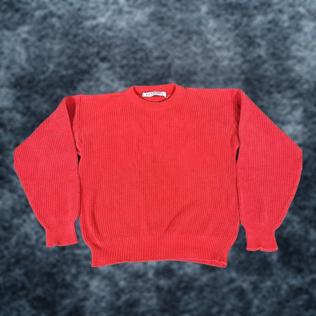 Vintage VINTAGE Le Tigre Sweater Mens L Red Ribbed Knit Made in USA H4 Size US L / EU 52-54 / 3 - 1 Thumbnail