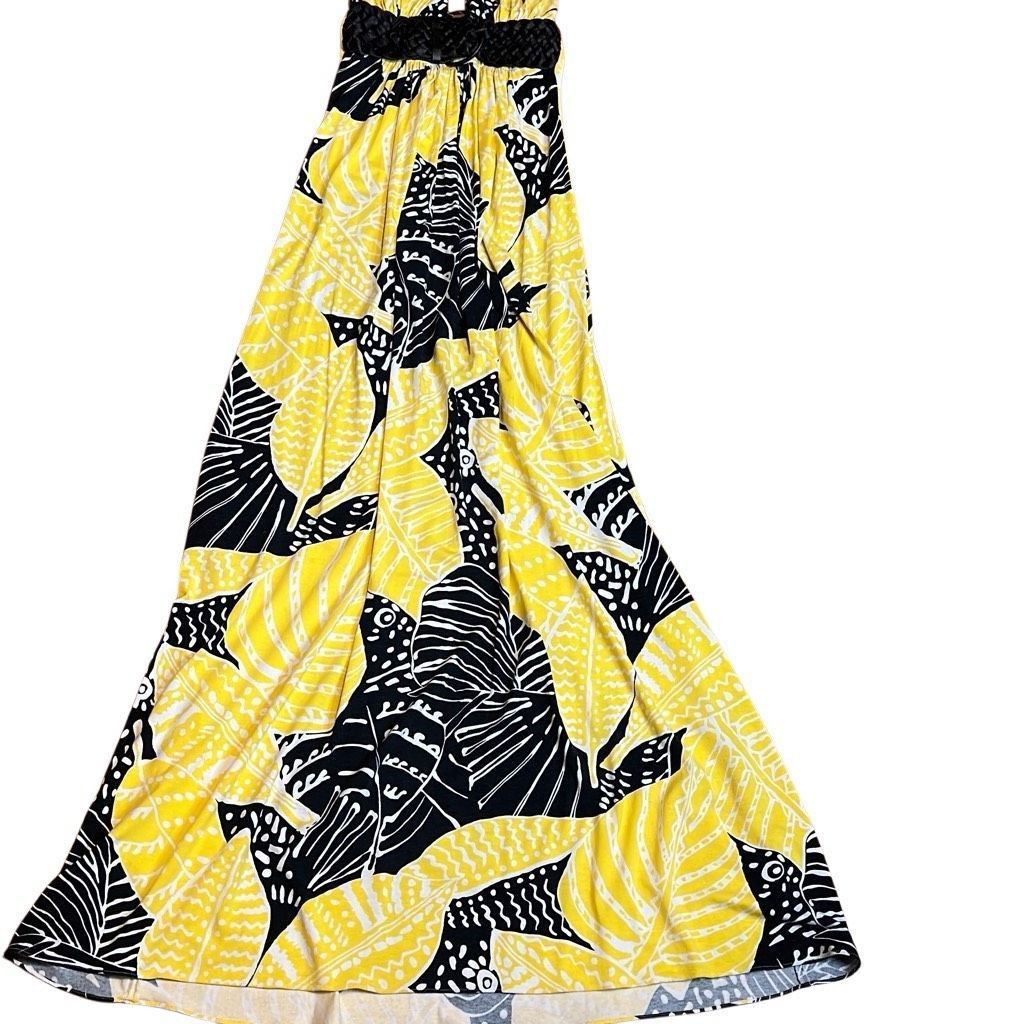 Other NWOT Sky Yellow & Black Tropical Print Maxi Dress S XS (020) Size XS / US 0-2 / IT 36-38 - 9 Thumbnail