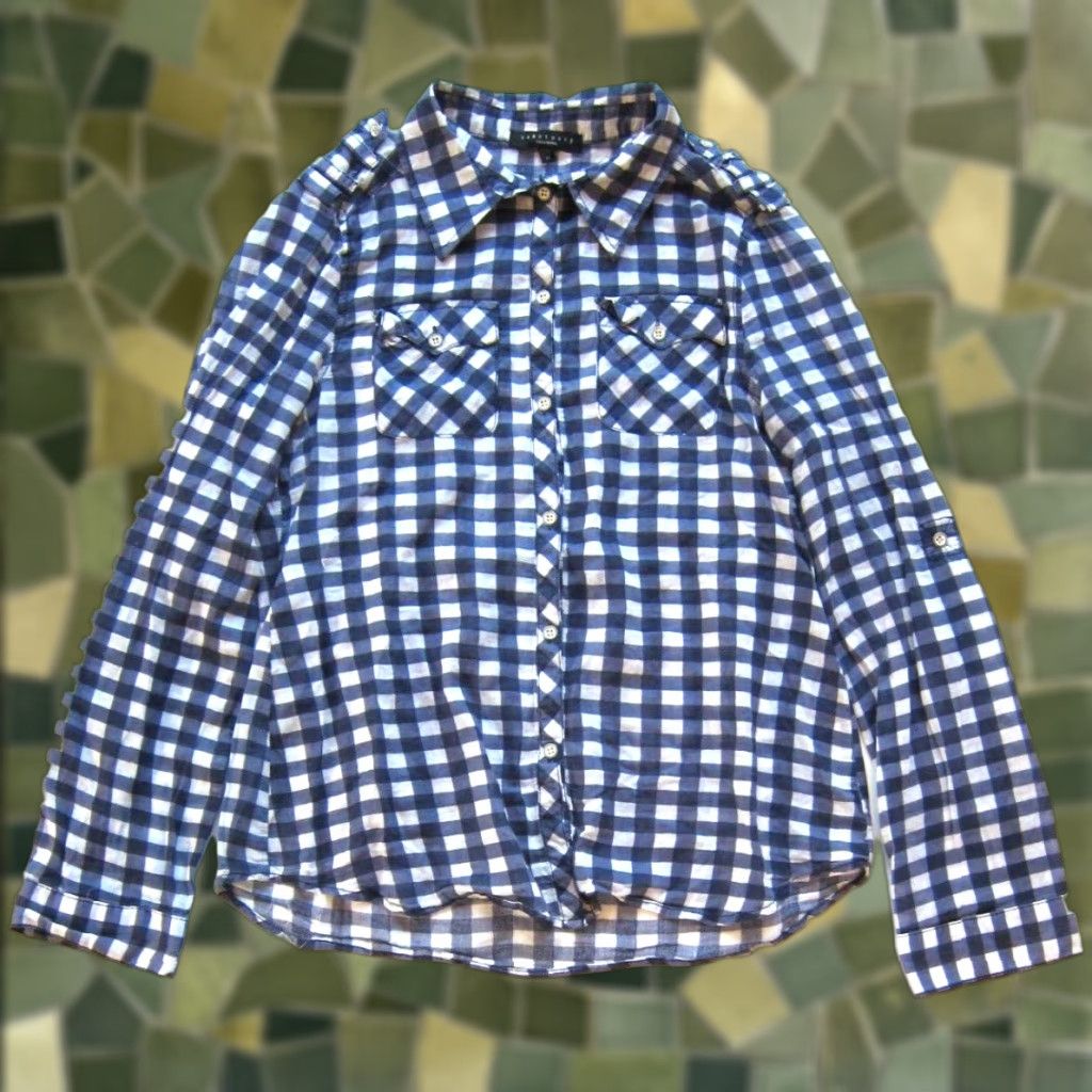 Sanctuary Sanctuary Shirt Blue White Plaid Long Sleeve Button Up Medium Womens Cotton Blouse Shirt Size M / US 6-8 / IT 42-44 - 1 Thumbnail