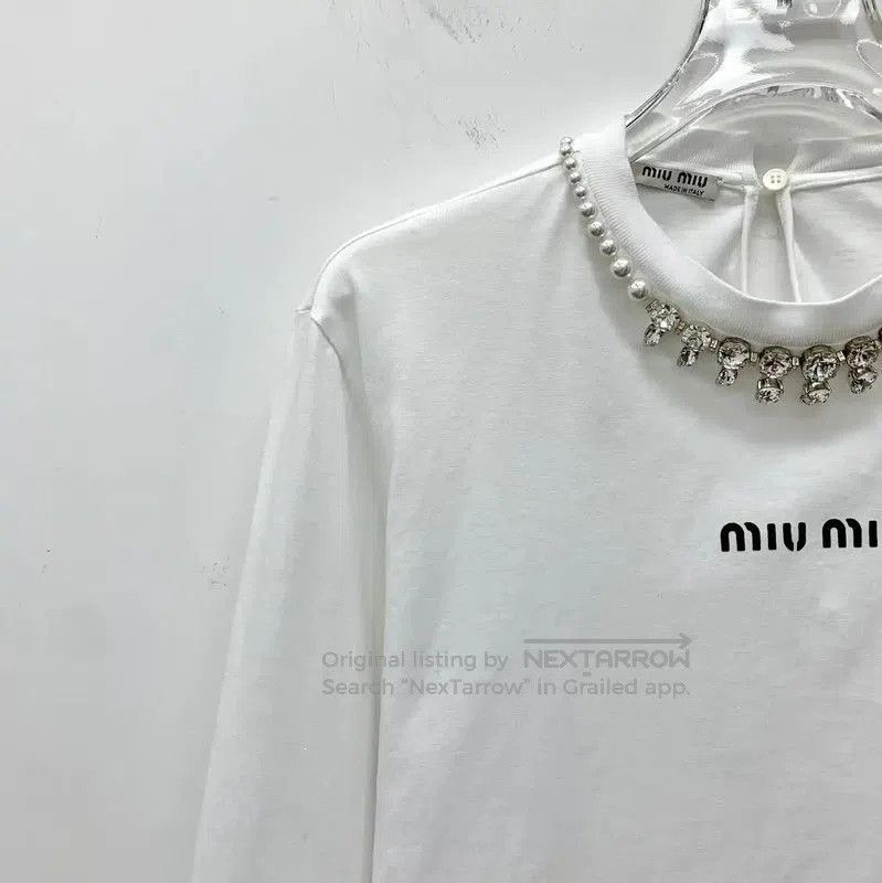 Miu Miu Miu Miu Women's Cropped White T-Shirt . Size XS / US 0-2 / IT 36-38 - 3 Thumbnail