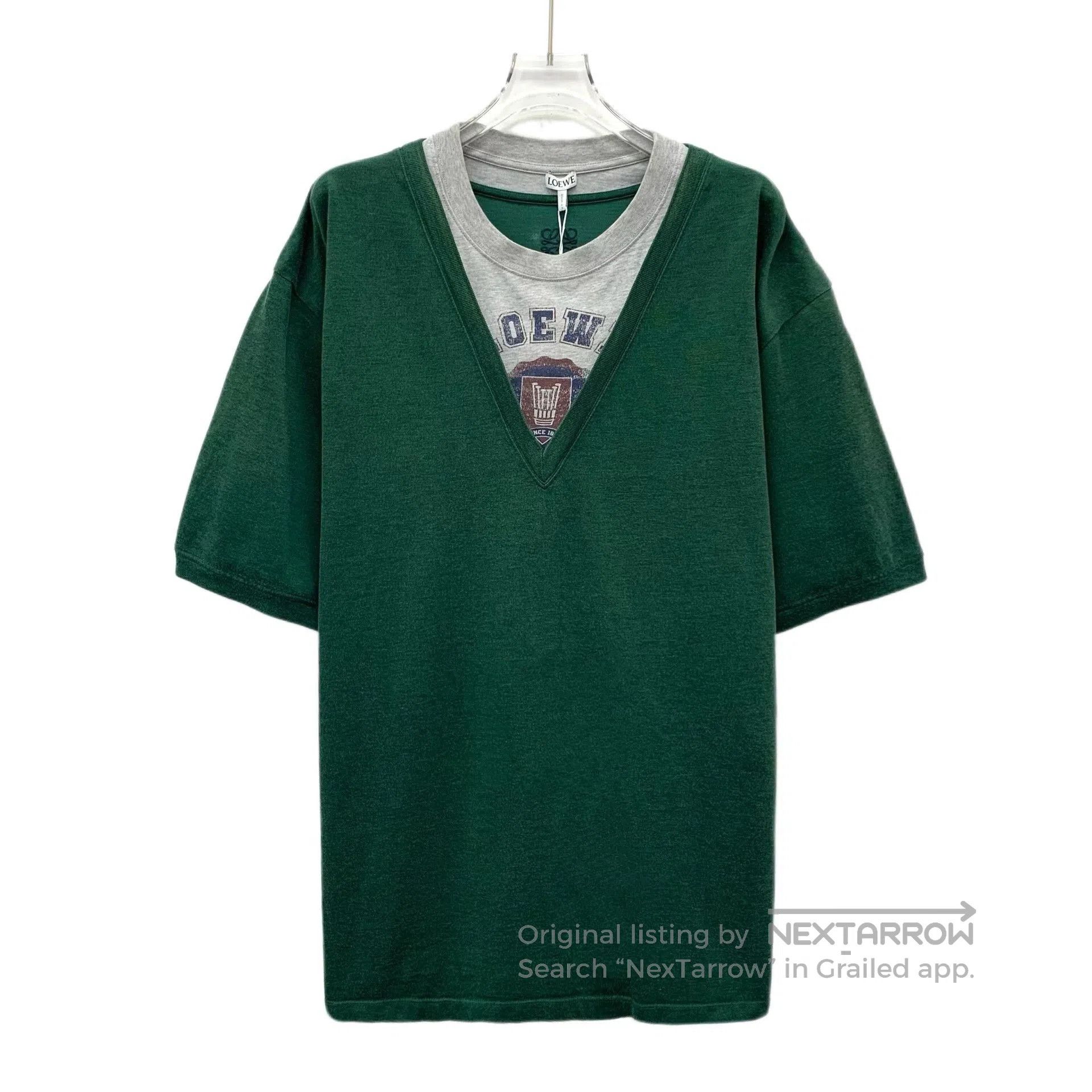 Loewe Loewe 25 Green Logo Embroidered Cotton T-shirt. Size US L / EU 52-54 / 3 - 1 Thumbnail